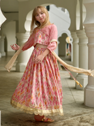 NIMBU | Rooh Pink Girls Lehenga Choli Set With Dupatta In Muslin Cotton