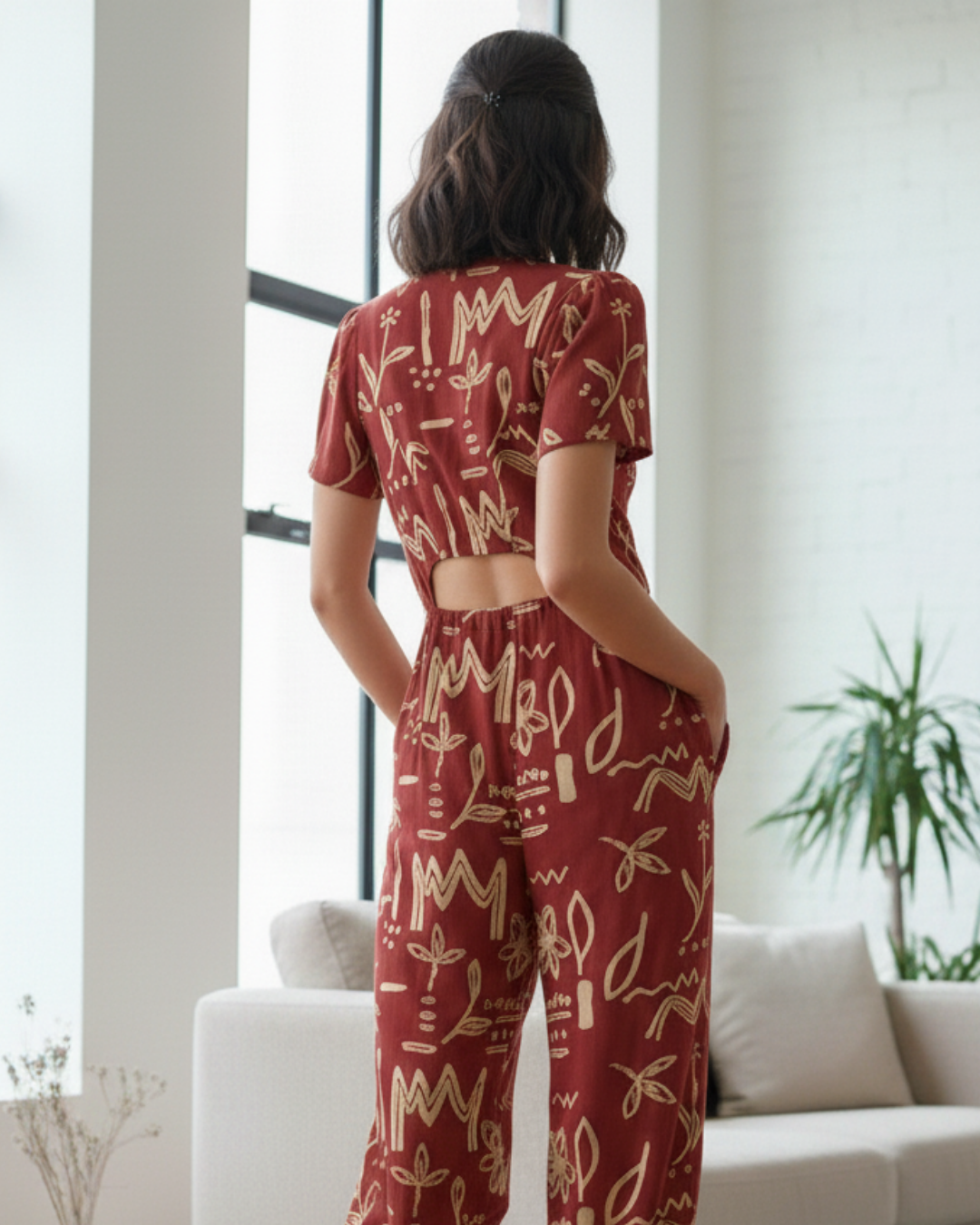 NIMBU | Moana Cranberry Women's Jumpsuit in Cotton