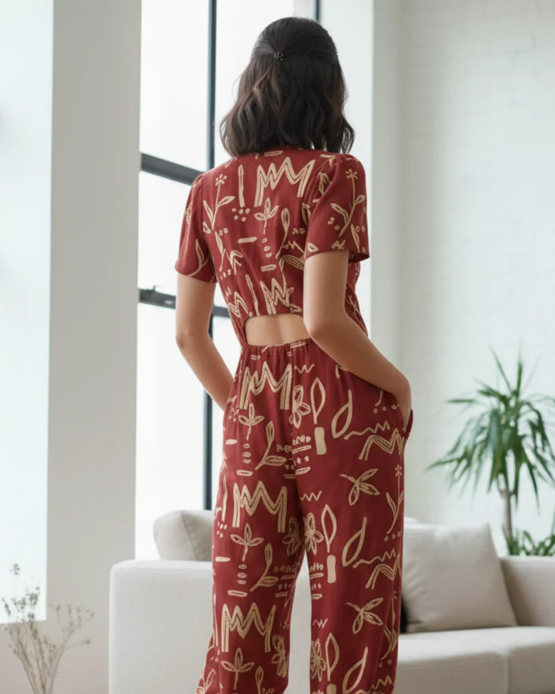 NIMBU | Moana Cranberry Women's Jumpsuit in Cotton