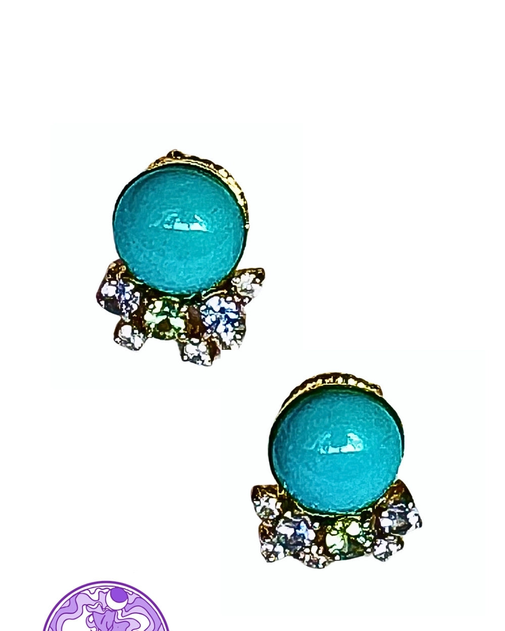 CREATIVE JEWELLERY STUDIO | Turquoise, Green Sapphire, Tanzanite & White Zircon, Gold Plated Silver Earrings by Blissadora