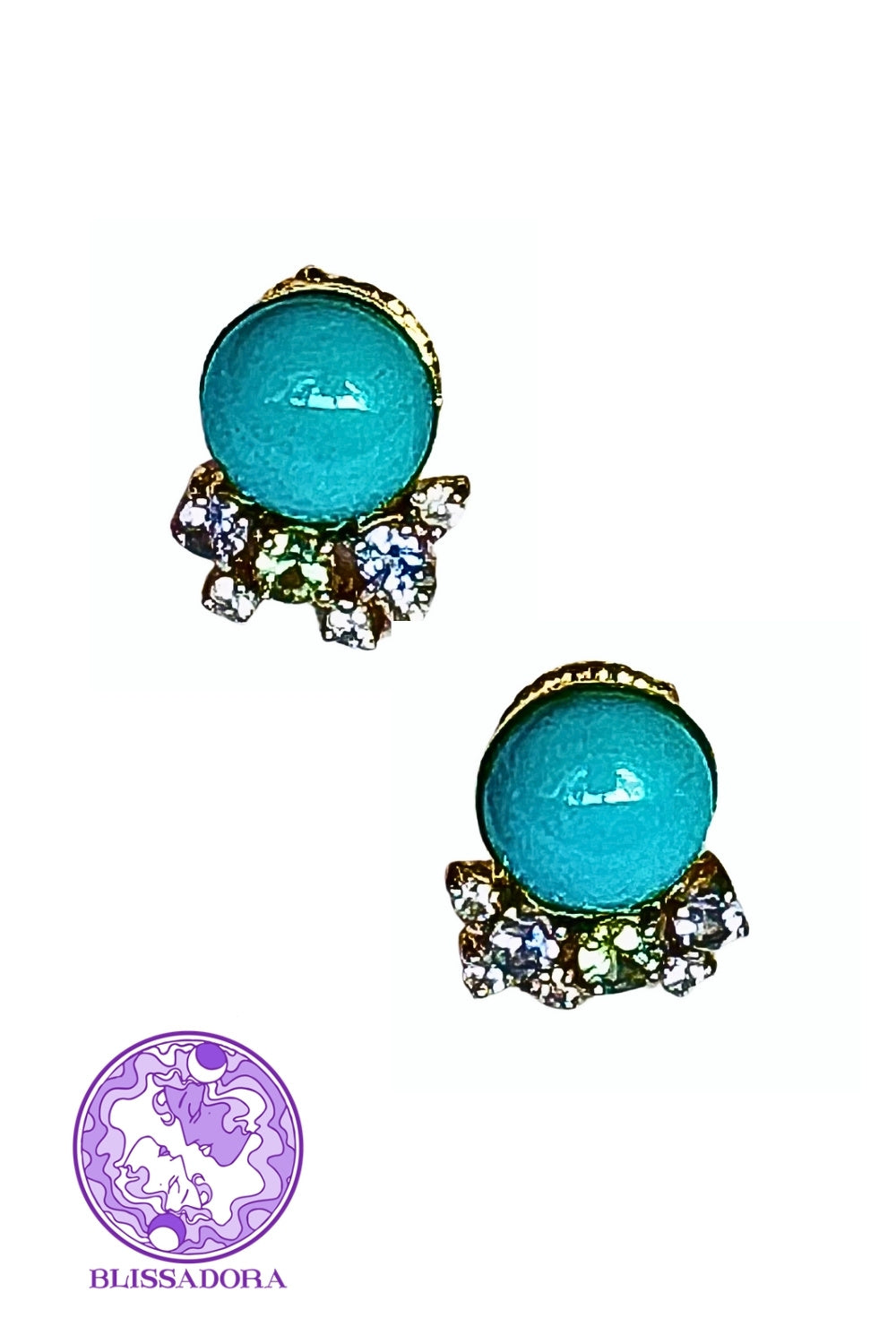 CREATIVE JEWELLERY STUDIO | Turquoise, Green Sapphire, Tanzanite & White Zircon, Gold Plated Silver Earrings by Blissadora