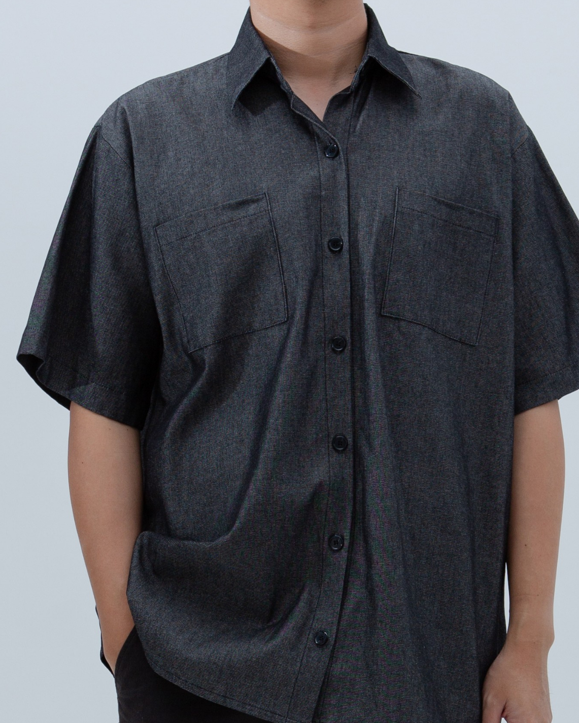SAERO COLLECTIVE | Denim Short Sleeve Shirt | Black