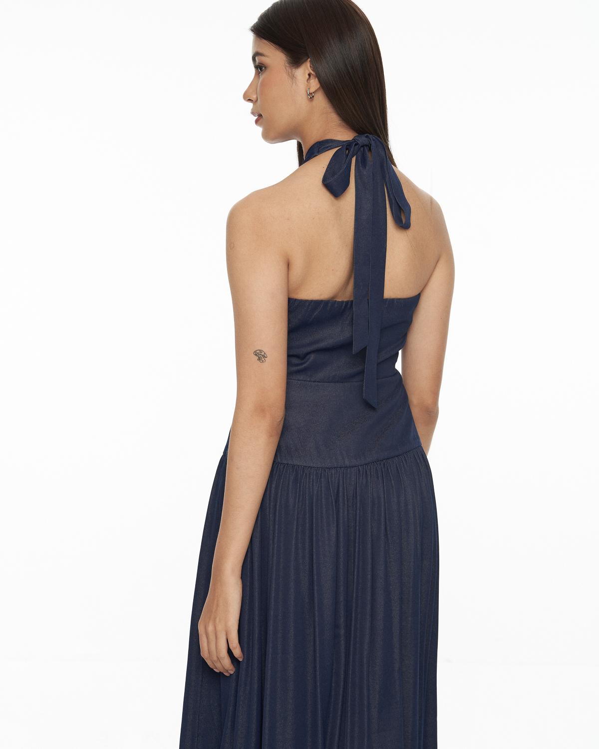 DRESSINGPAULA | Chambray Halter Maxi Dress