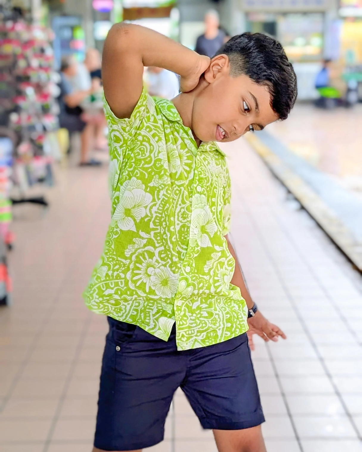 NIMBU | Kyra Kids Unisex Cotton Shirt In Lime Green