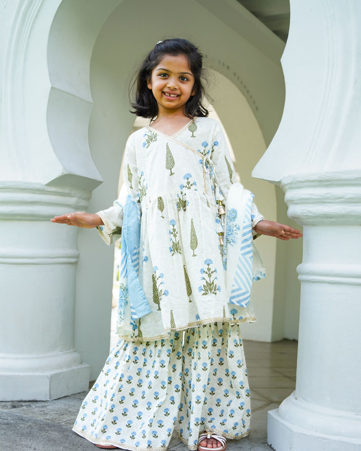 NIMBU | Shaheen Blue Angarkha Sharara