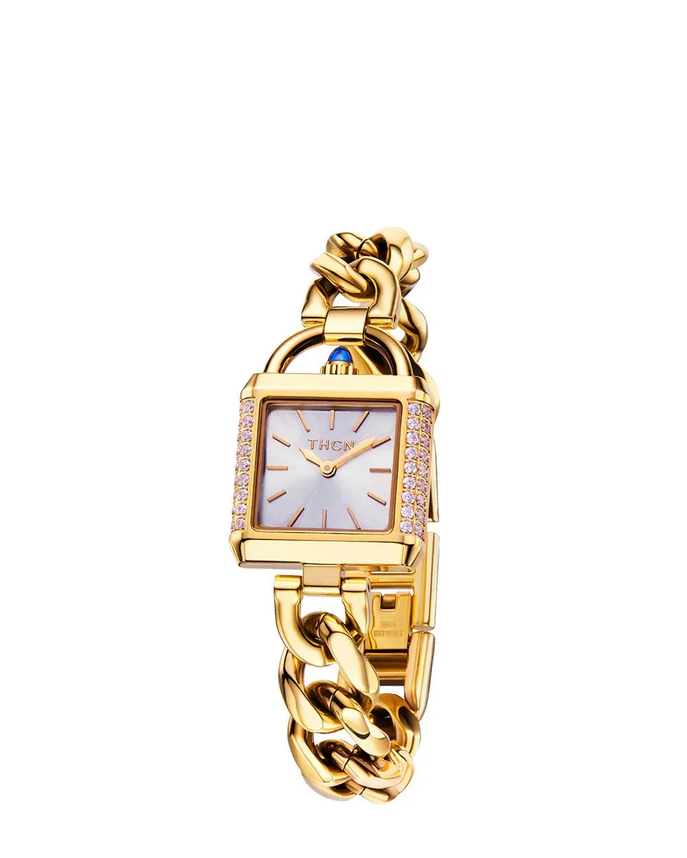 BLACK BY BLUE BRAVE | THCN Cยท II White Sunray Dial Gold Chain-Link Watch