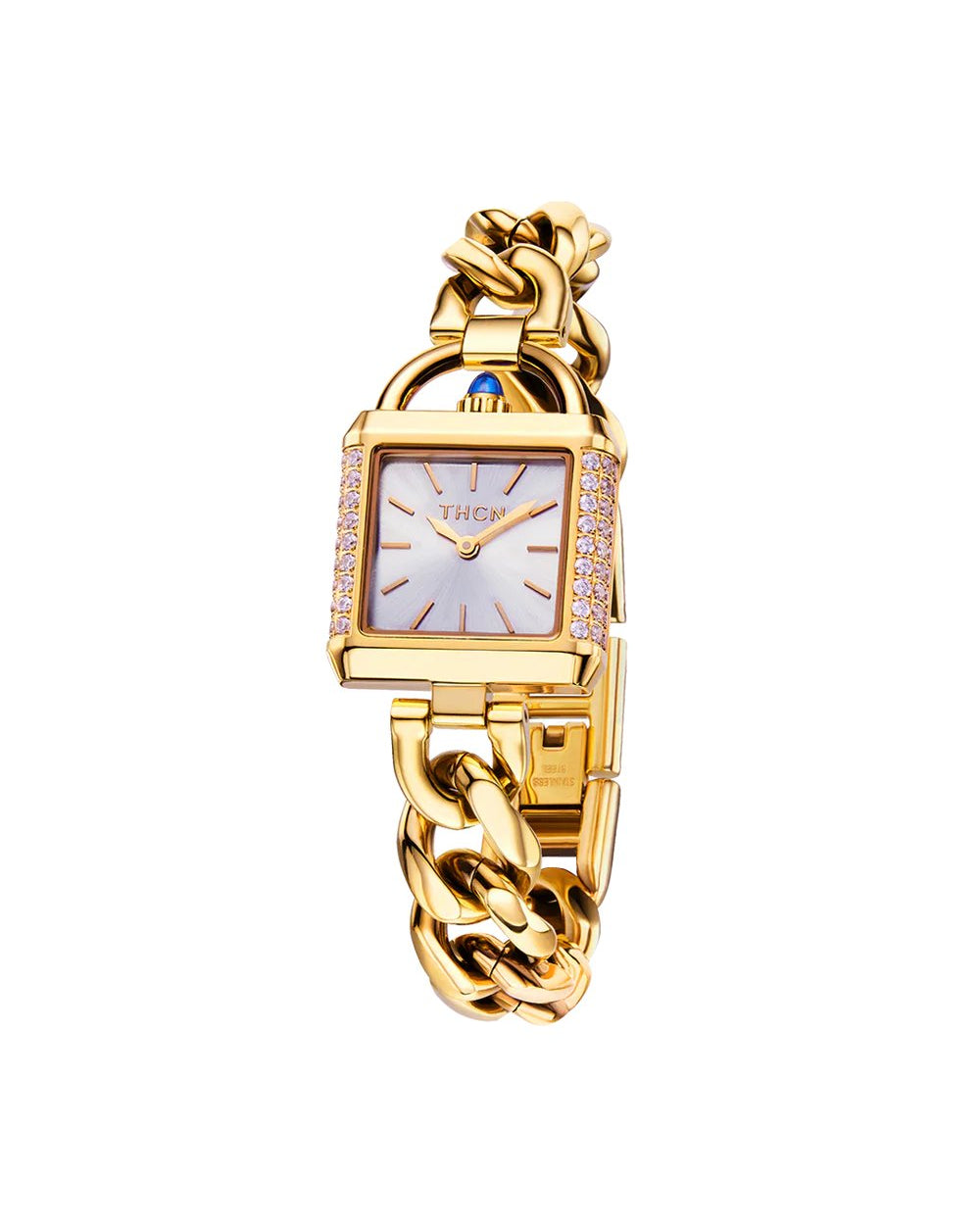 BLACK BY BLUE BRAVE | THCN C· II White Sunray Dial Gold Chain-Link Watch