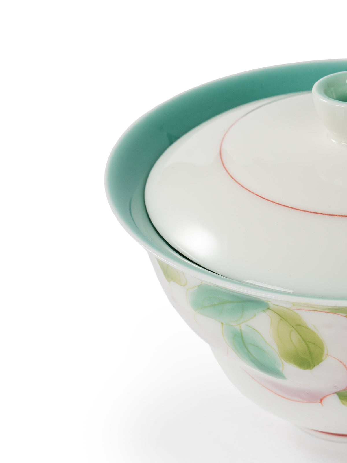 CRAFILAB | Jade Mud Pine Stone Green & Peaches Lidded Bowl