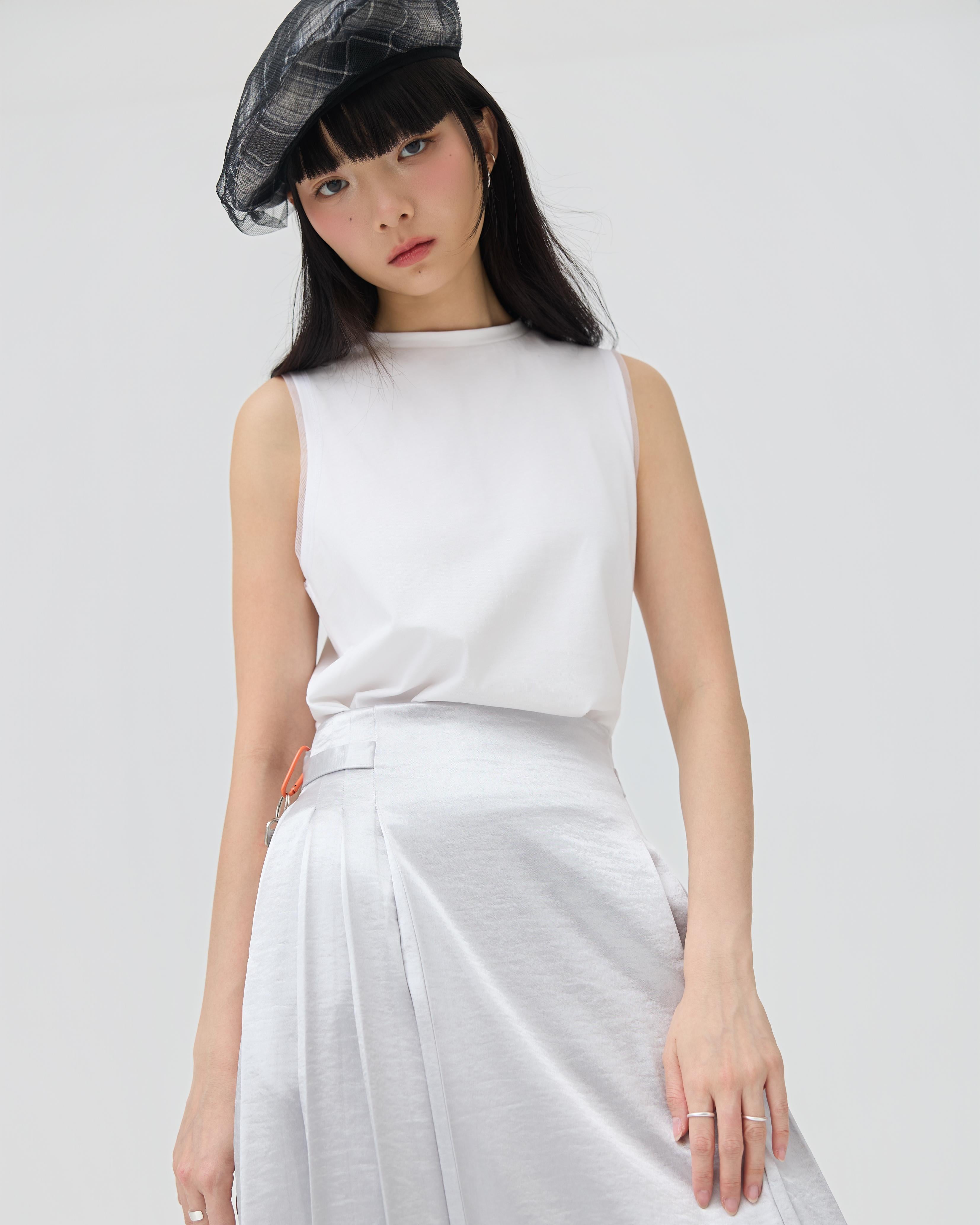 3EIGHTH | Ginrin Skirt In Silver Satin