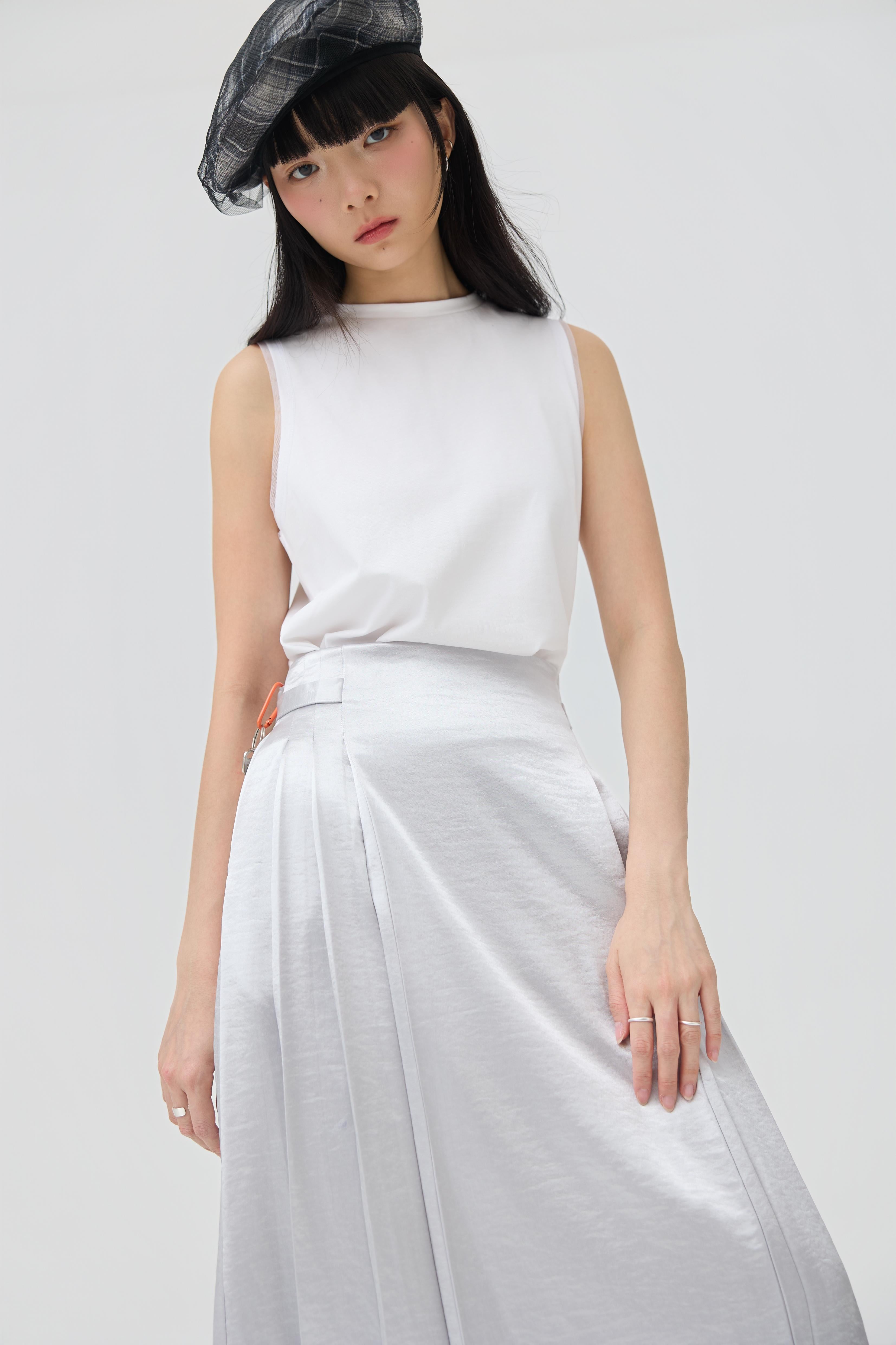 3EIGHTH | Ginrin Skirt In Silver Satin