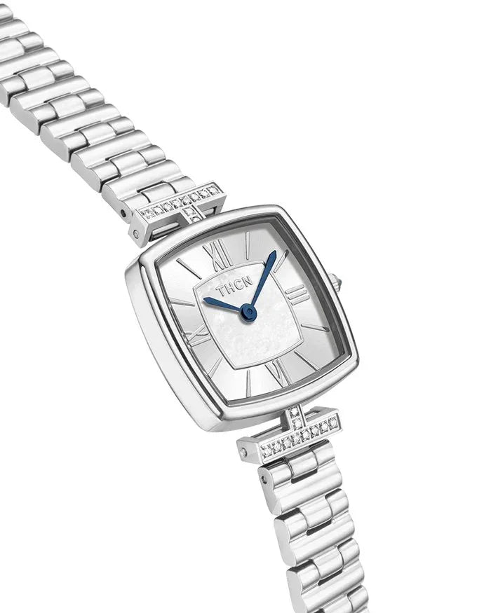 BLACK BY BLUE BRAVE | THCN Tยท II White Mother-of-Pearl Dial Silver Bracelet Watch