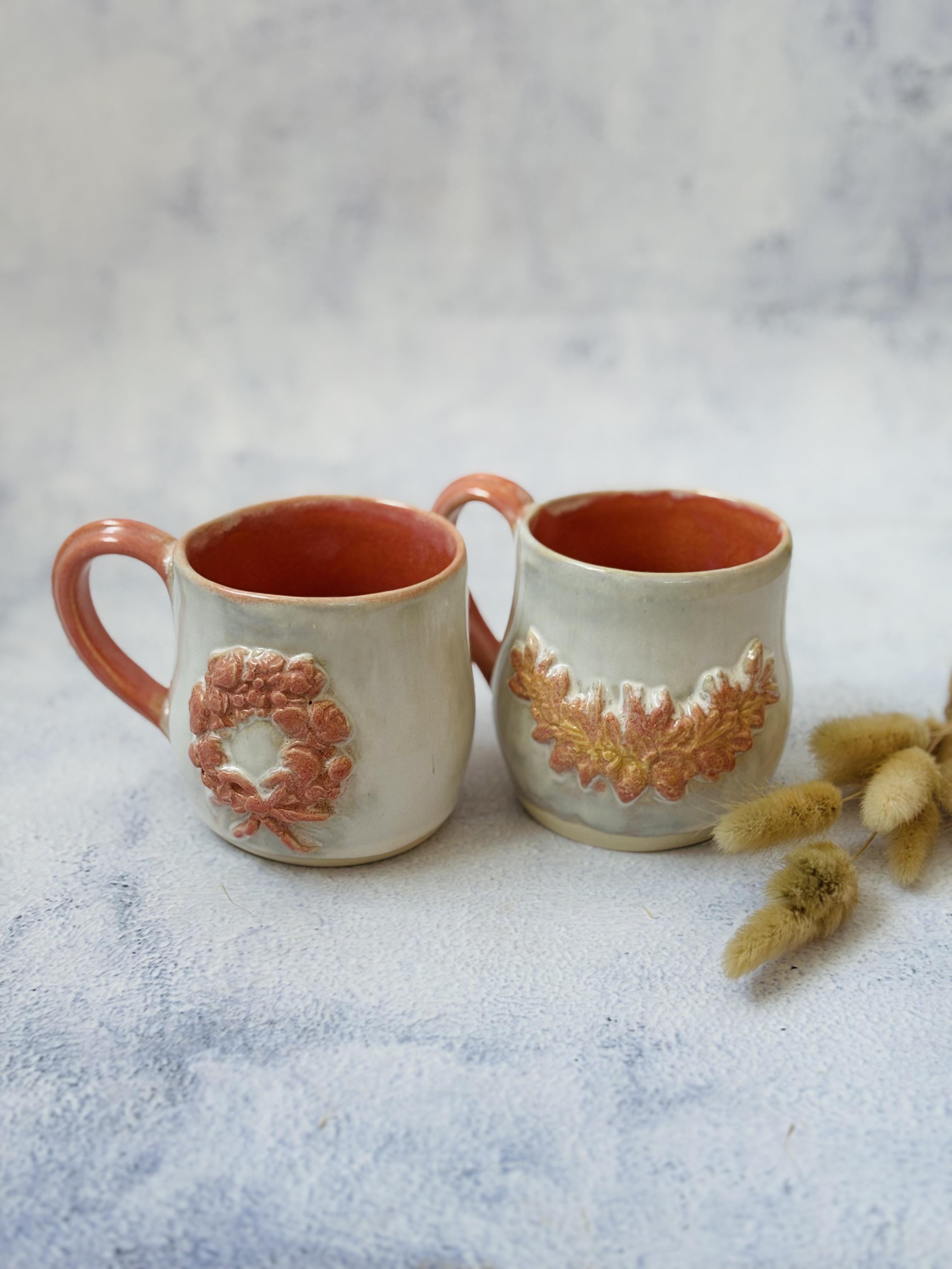 CERAMICS BY JAS | 26. Handmade Ceramic Pink Wreath Mug