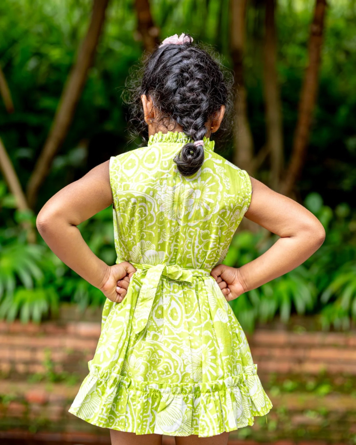 NIMBU | Kyra Girls Pintuck Dress In Lime Green