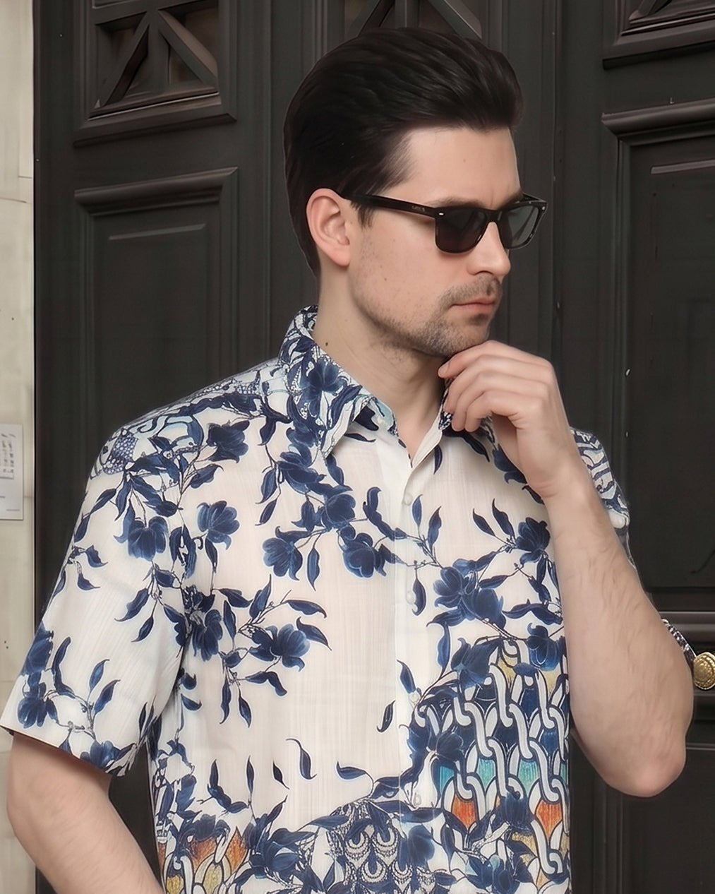 KANZI COLLECTION | Indigo Art-Print Shirt