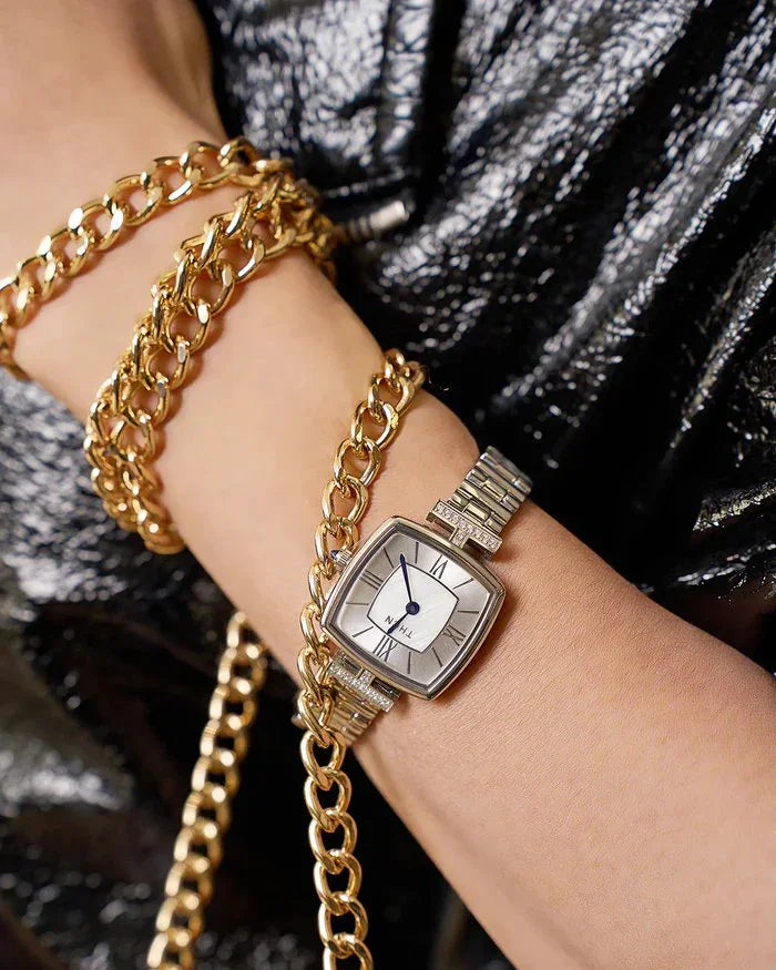 BLACK BY BLUE BRAVE | THCN Tยท II White Mother-of-Pearl Dial Silver Bracelet Watch
