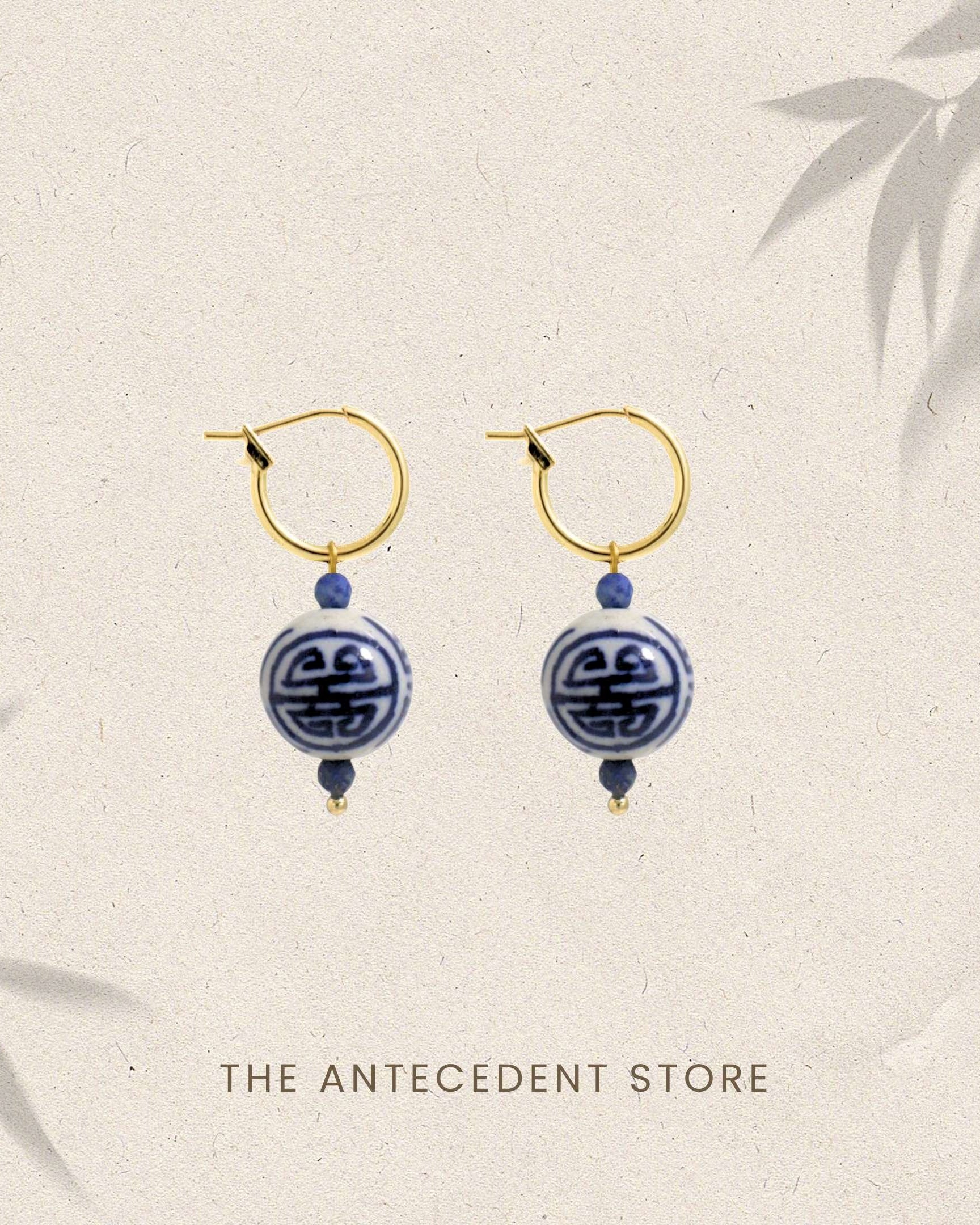 THE ANTECEDANT STORE | Good Fortune Lapis Hoop Earrings