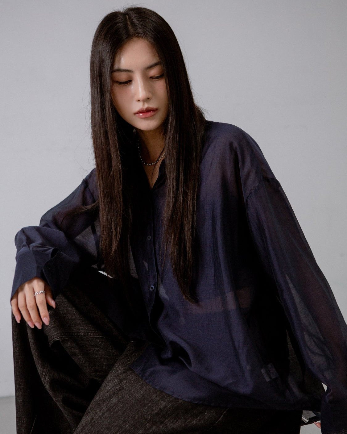 SAERO COLLECTIVE | Malgeun Tencel Shirt | Navy