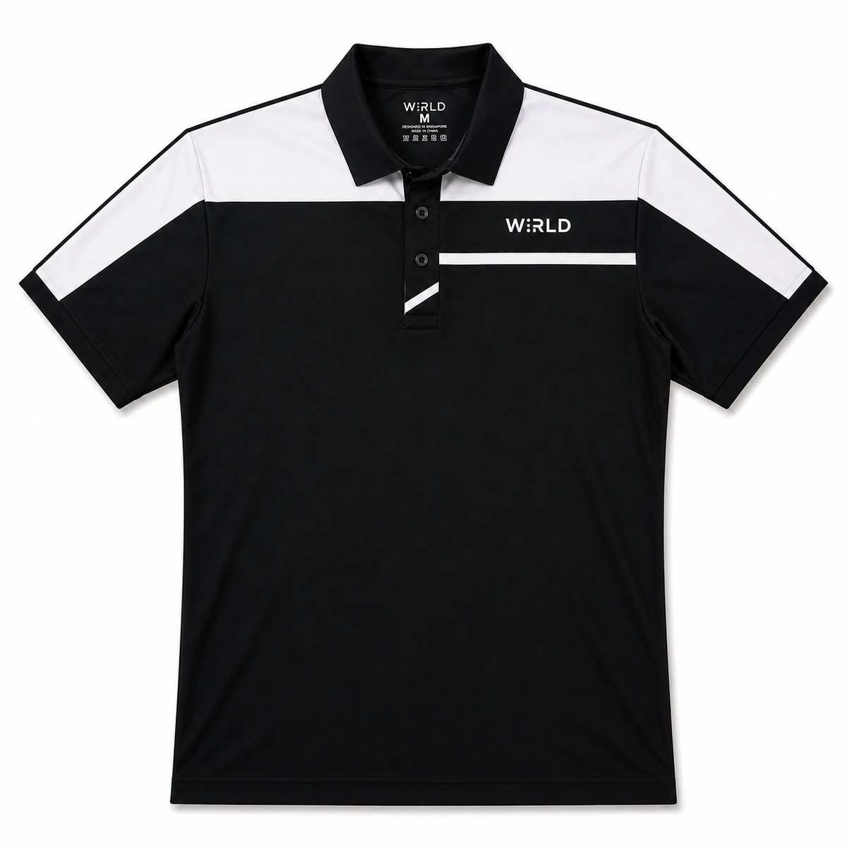 WRLD | Colour Block Polo Tee | Black