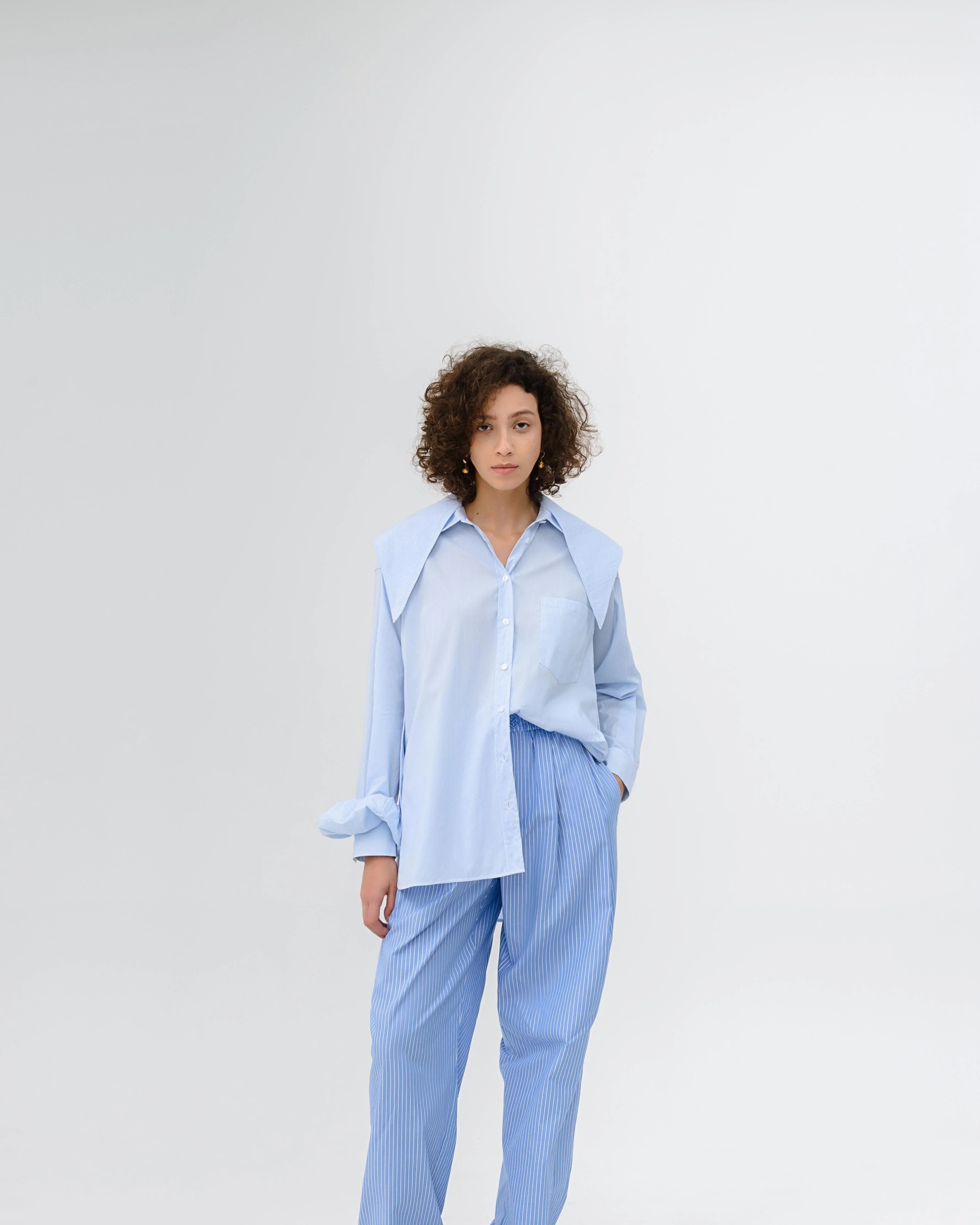 LAYERPLAN | Mira Embroidered Striped Cotton Three-Piece Set