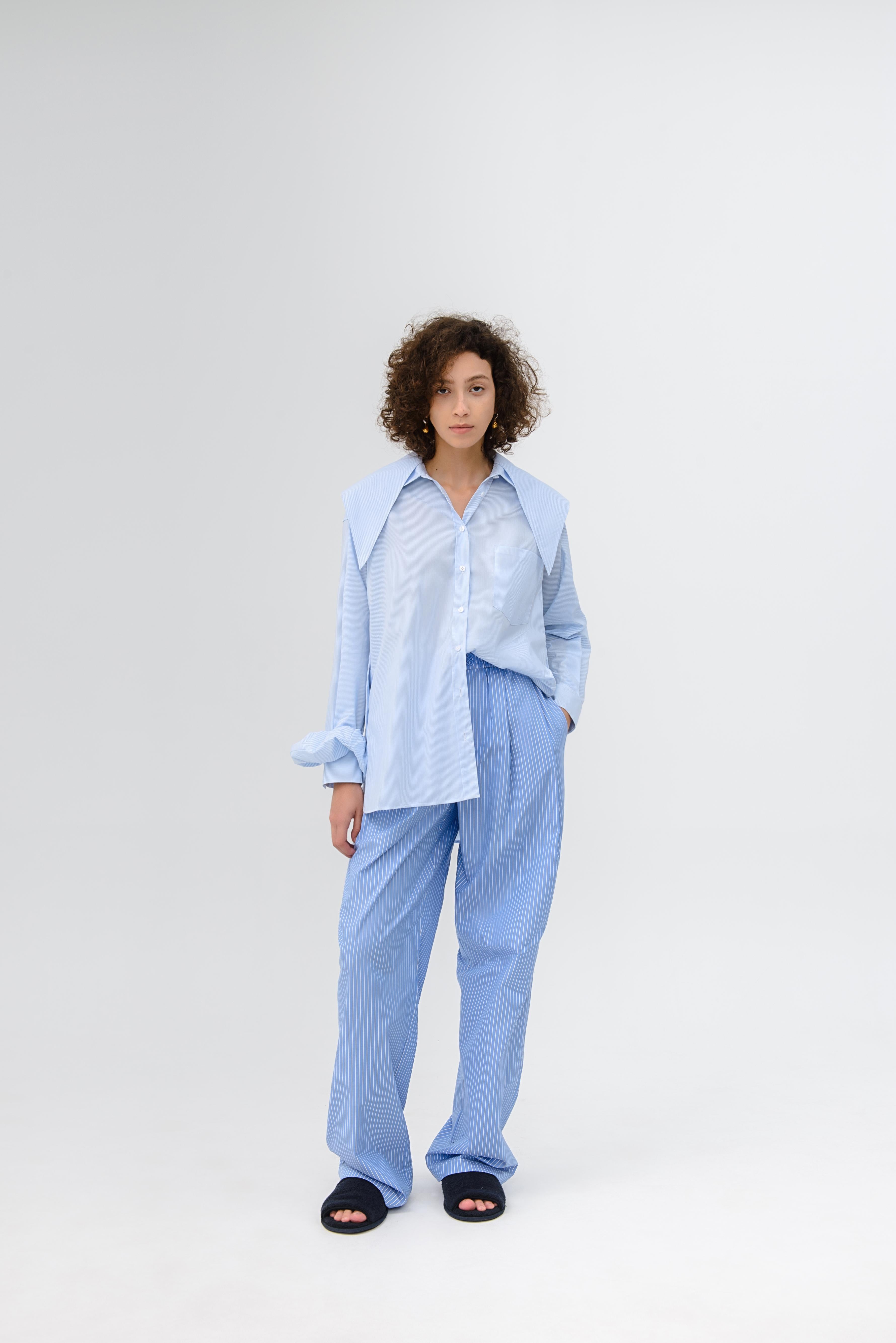 LAYERPLAN | Mira Embroidered Striped Cotton Three-Piece Set