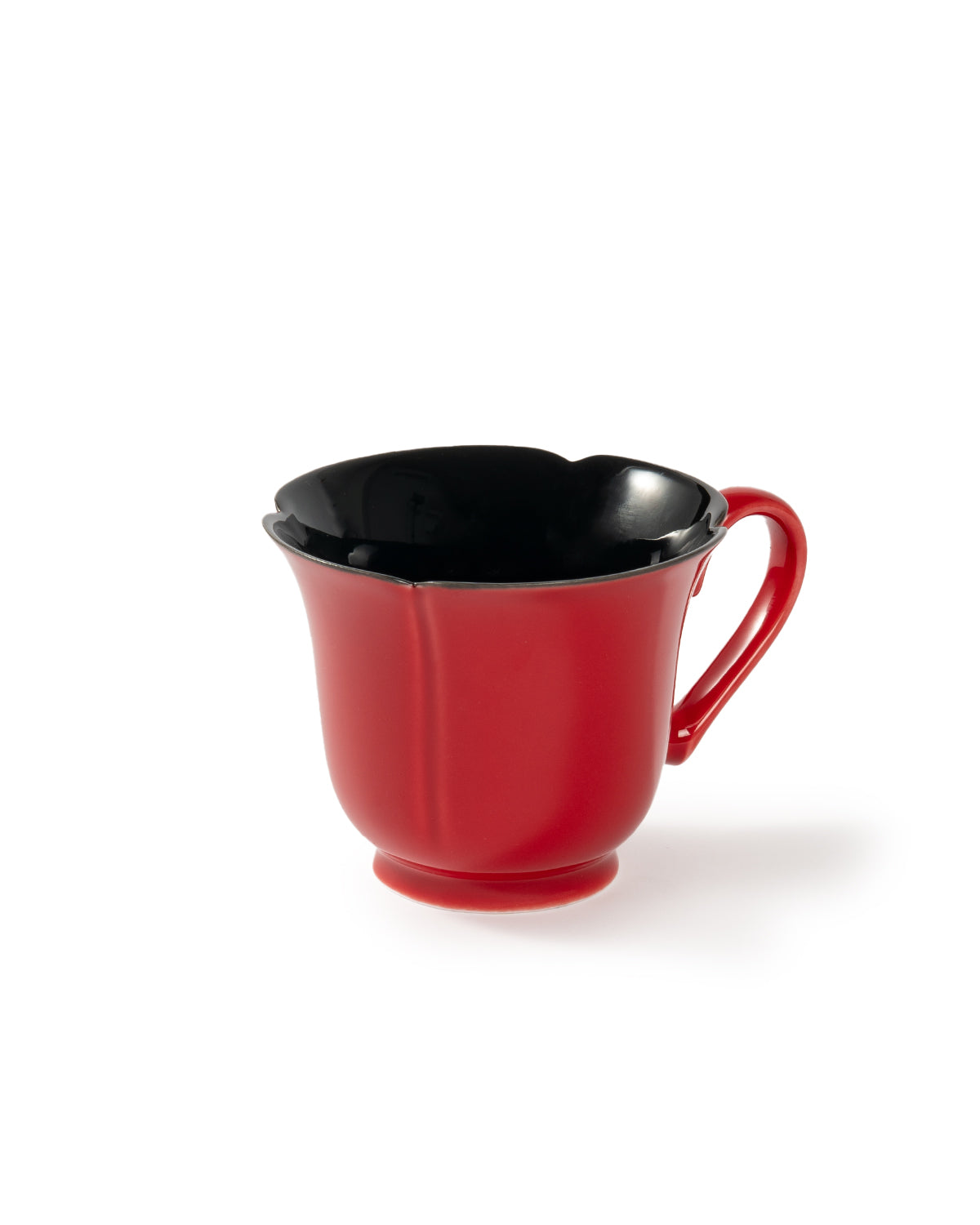 CRAFILAB | Vermilion Red & Moon Gazing Teacup With Heart & Shaped Side Handle