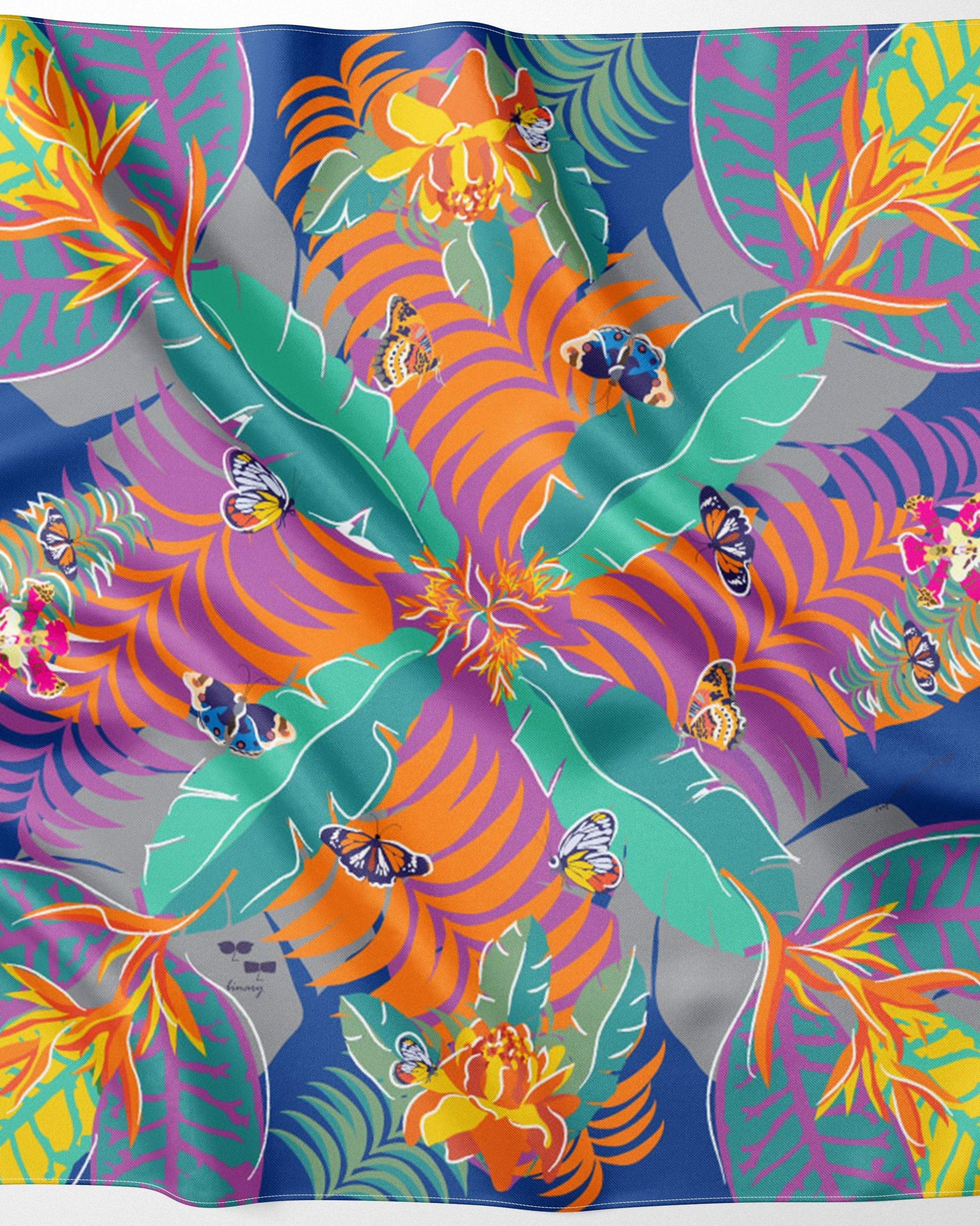 BINARY STYLE | Blooms and Butterflies of Singapore Silk Square Scarf 87x87cm