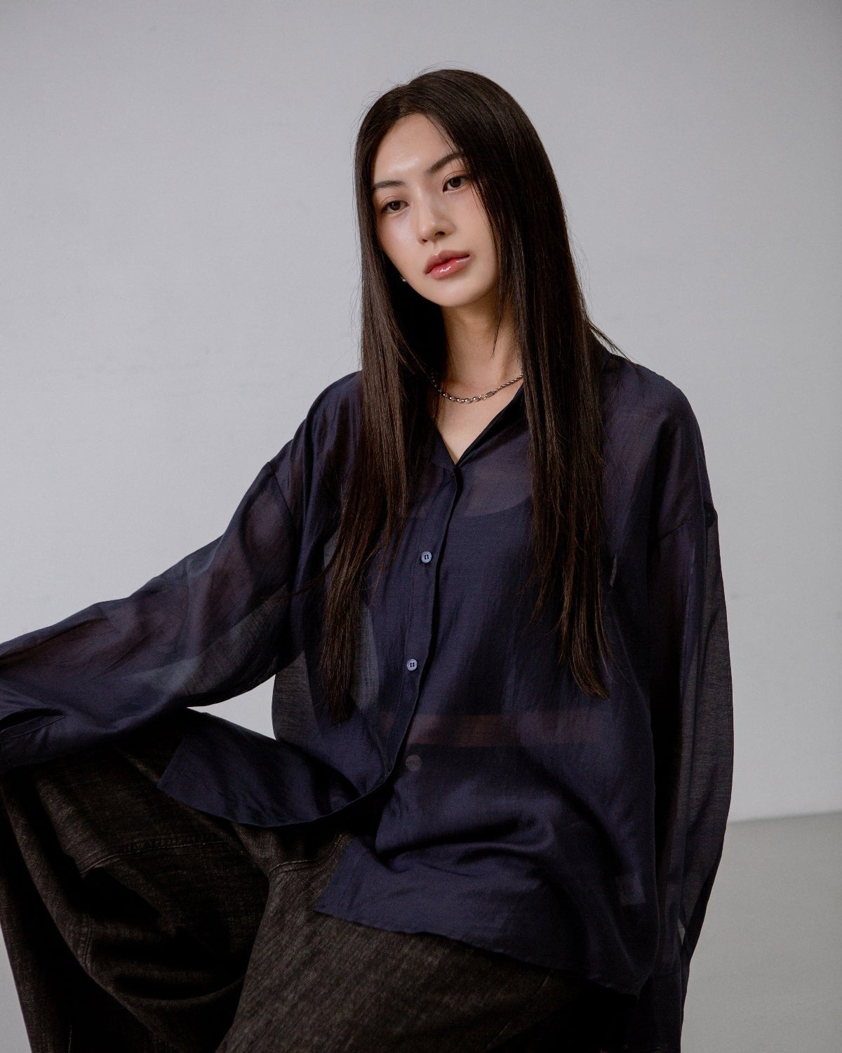 SAERO COLLECTIVE | Malgeun Tencel Shirt | Navy