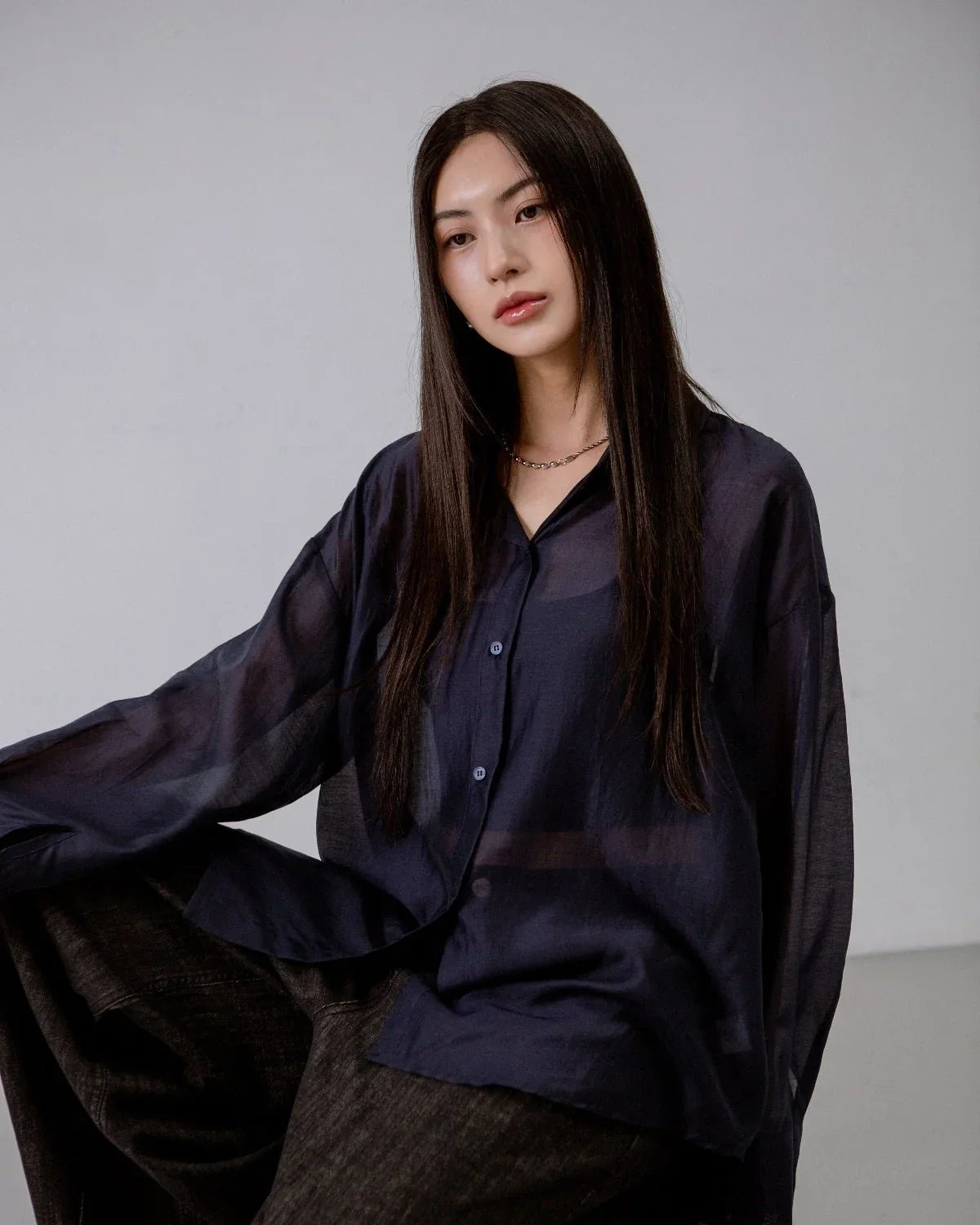 SAERO COLLECTIVE | Malgeun Tencel Shirt | Navy