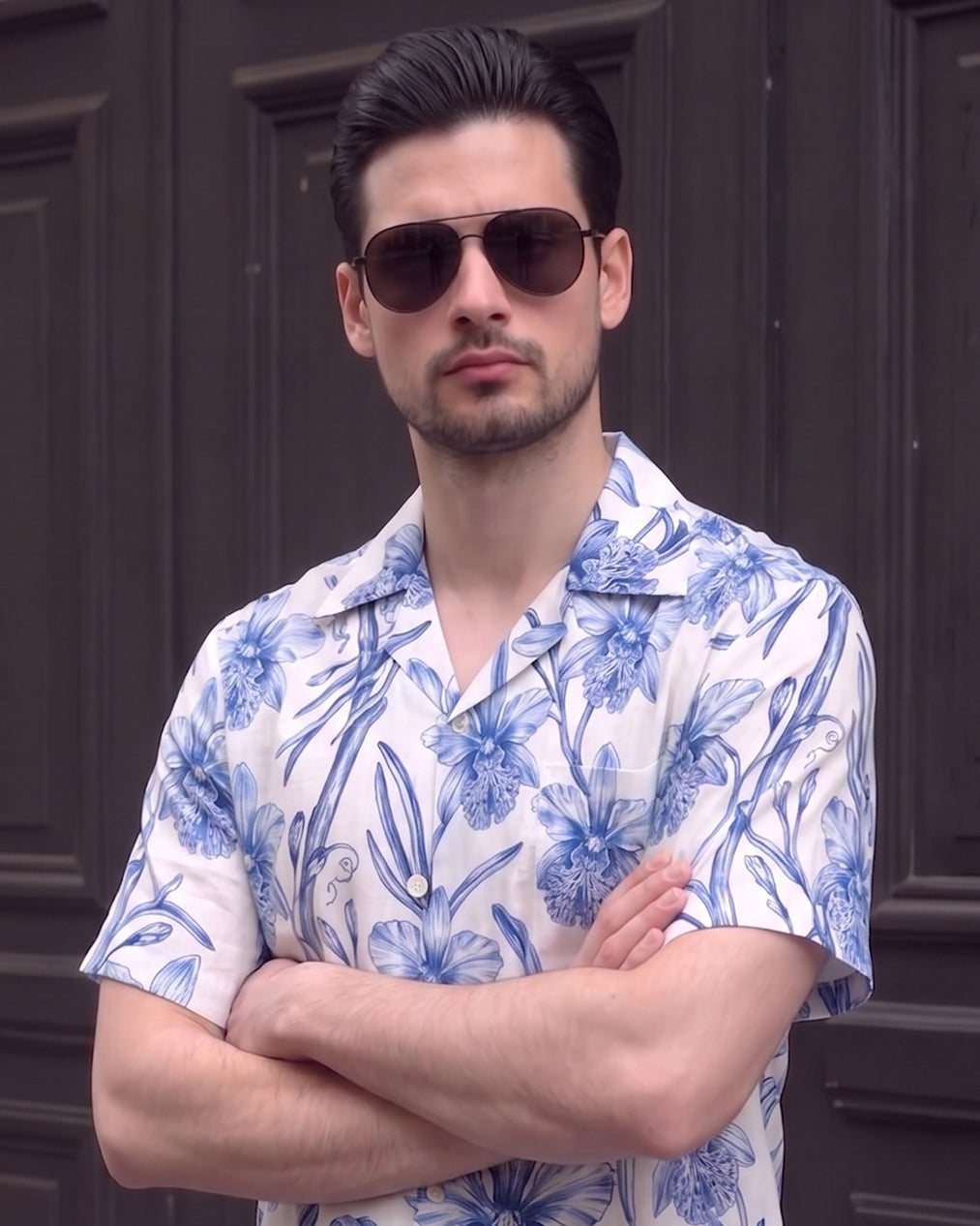 KANZI COLLECTION | Blue Orchid Print Shirt