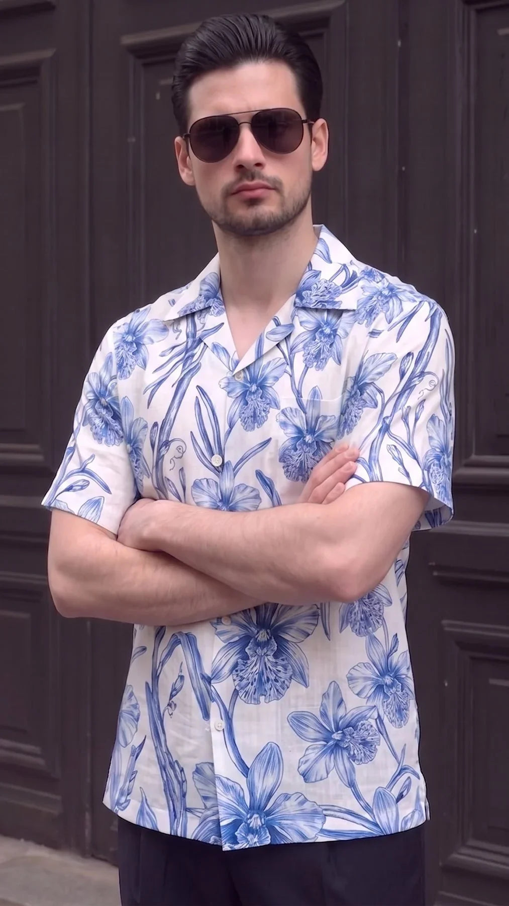 KANZI COLLECTION | Blue Orchid Print Shirt