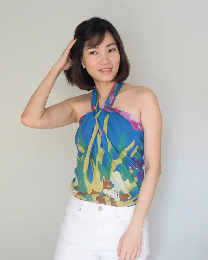 BINARY STYLE | Orchidea Blue Cotton Scarf