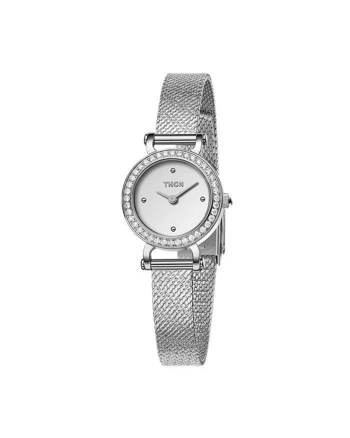 BLACK BY BLUE BRAVE | THCN C· I Eggshell White Dial Silver Mesh Band Watch