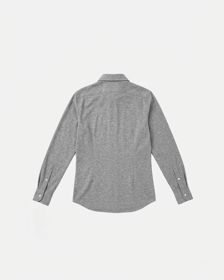 HOUSE OF ANON | Theo Spread Collar Long Sleeve Polo, Pique
