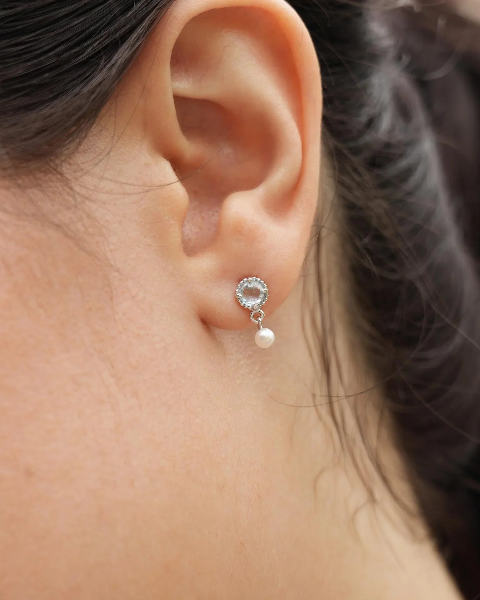 EMBRACE JEWELLERY | Pearl Whisper Drops With Blue Topaz