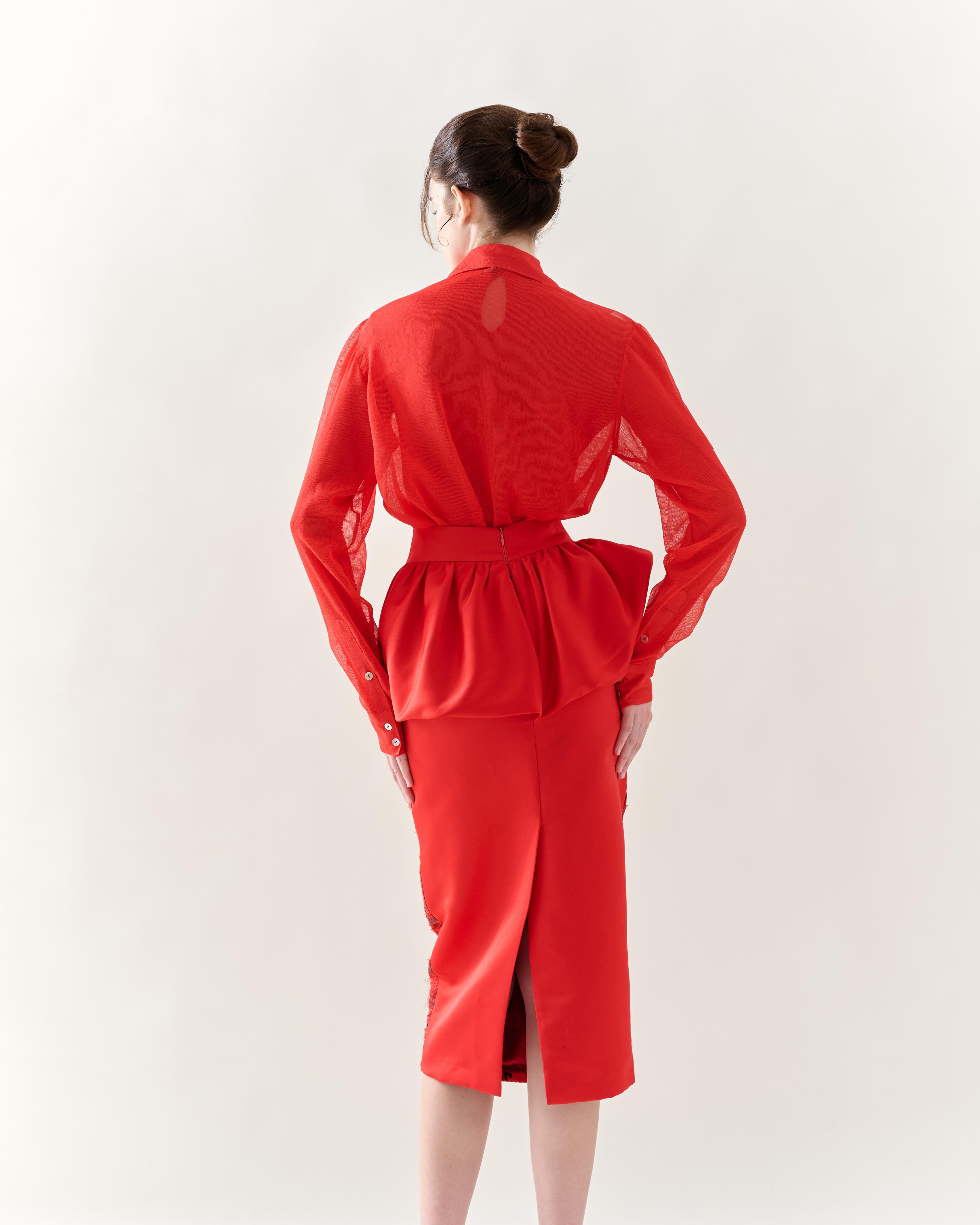 KHAAR | Scarlet Peplum Skirt