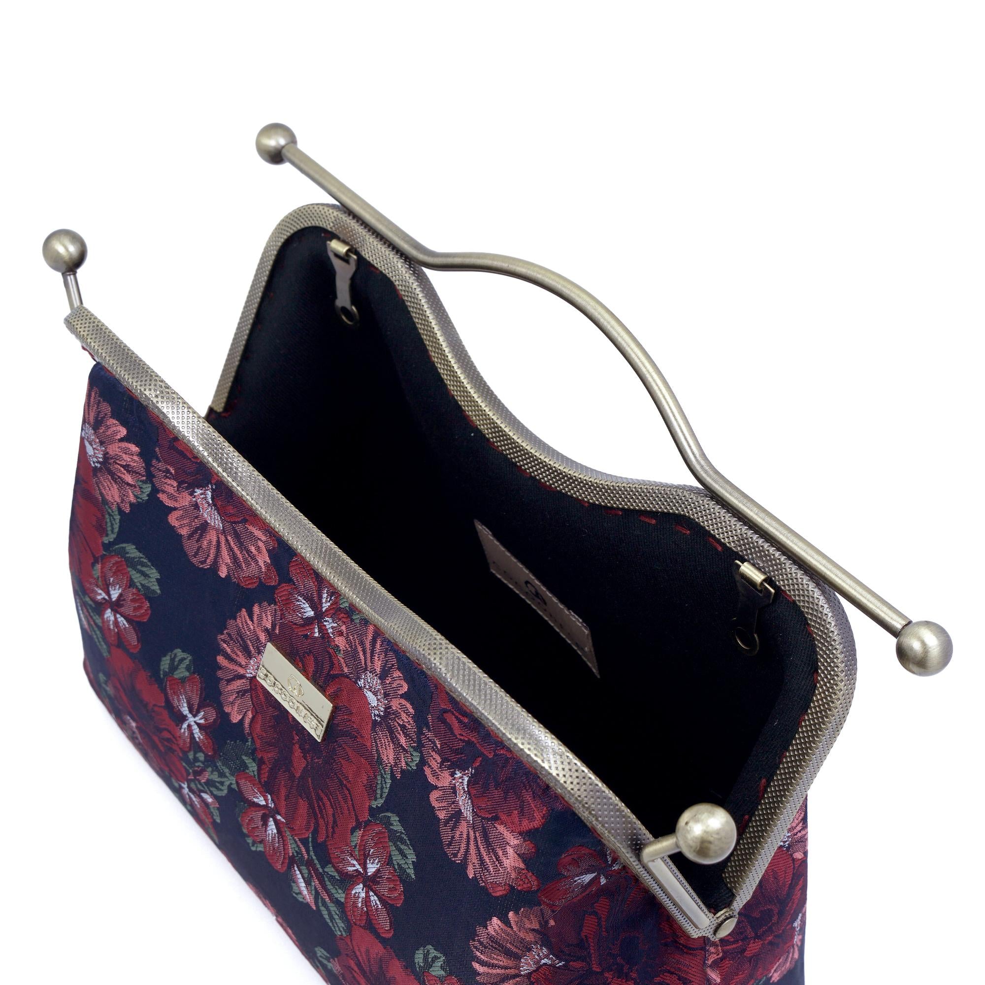 COCOONESE | Dual Lock Metal Handle Bag - Night Carnation