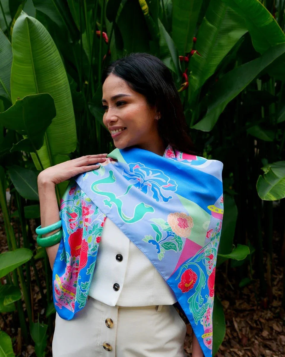 BINARY STYLE | Peranakan Bricollage Premium Silk Scarf