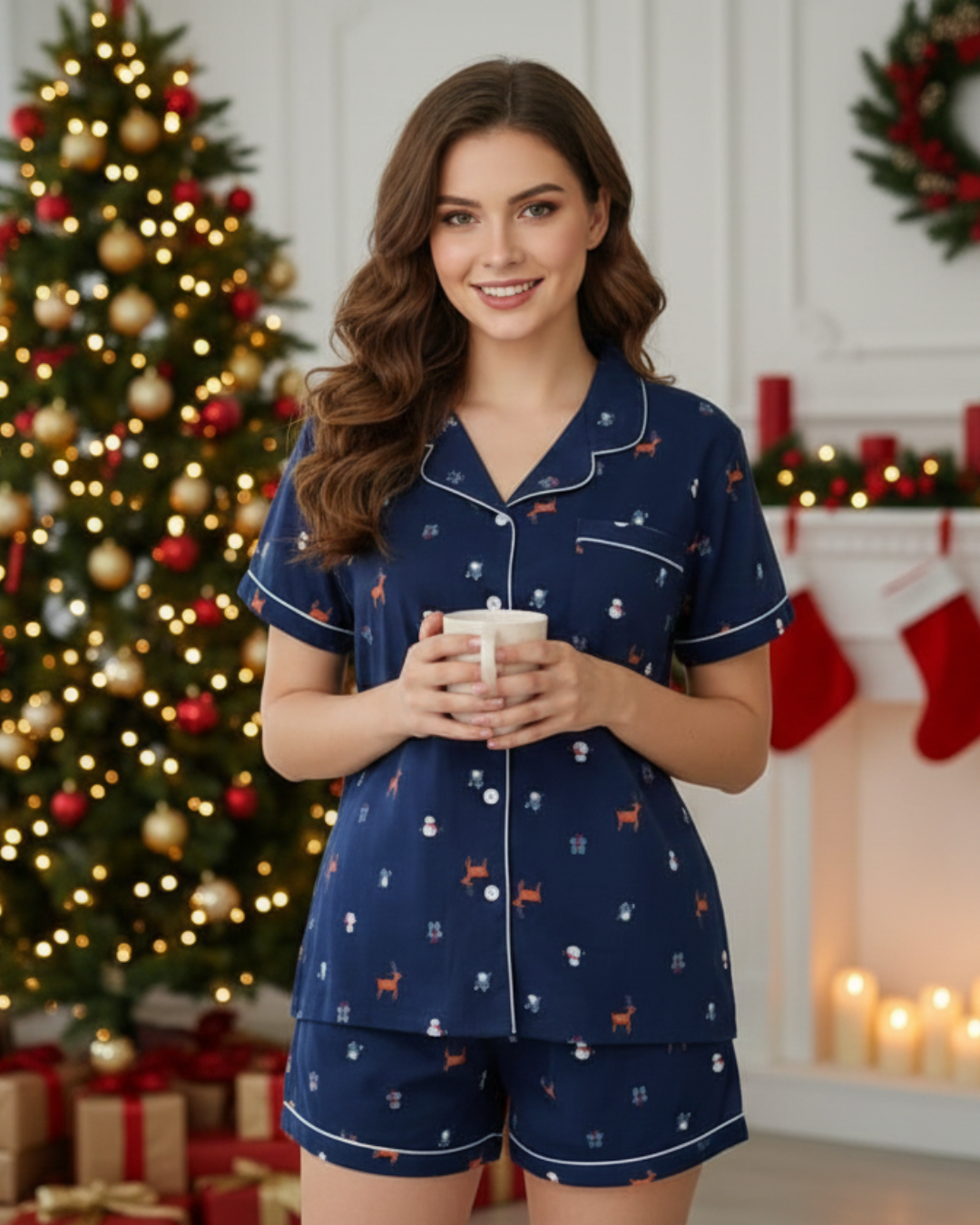 NIMBU | Reindeer Blue Adult Unisex PJs in Cotton