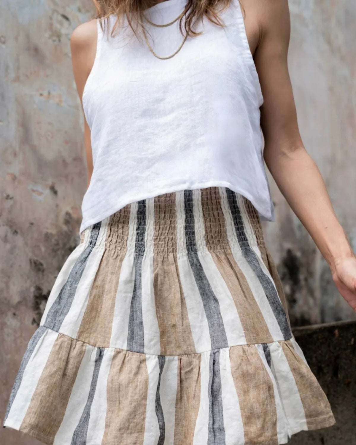 EDITION LIMITEE SINGAPORE | Mini Skirt | Charcoal Stripes