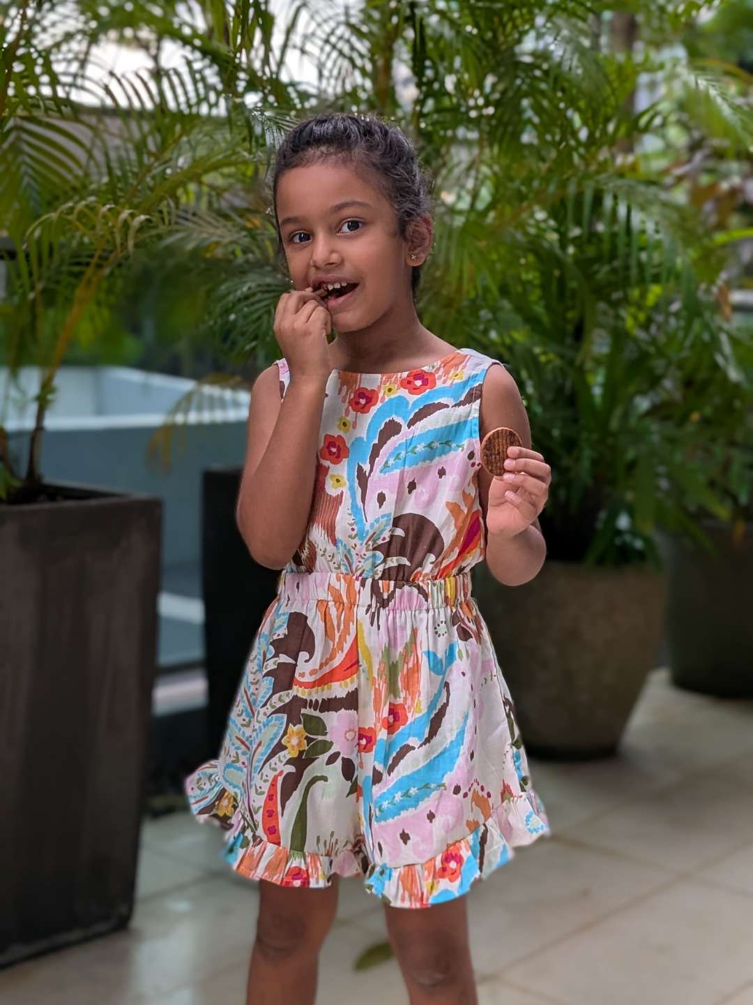 NIMBU | Moana White Unicorn Girls Playsuit in Cotton