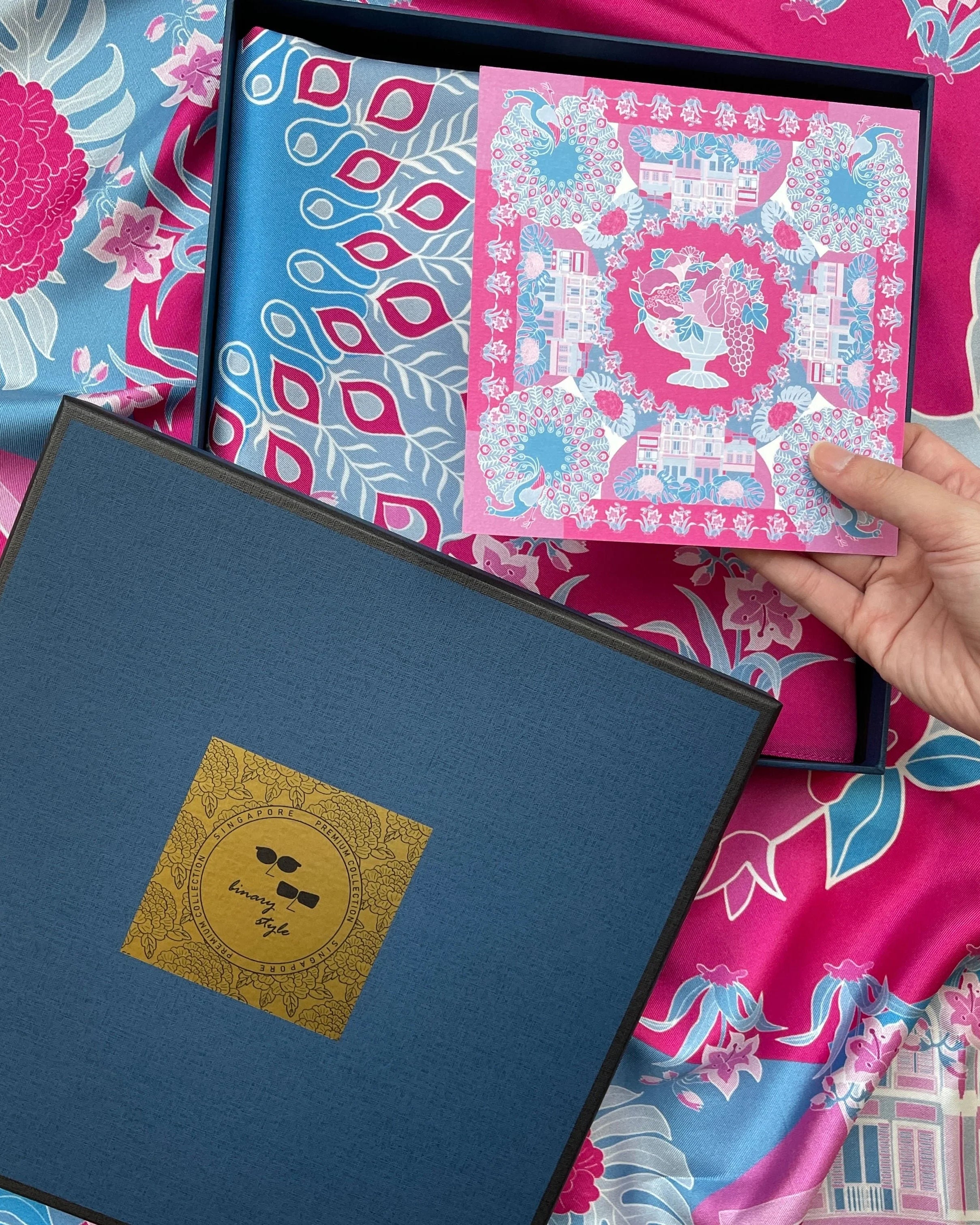 BINARY STYLE | Peranakan Epiphanies in Lilac 100% Premium Silk Scarf