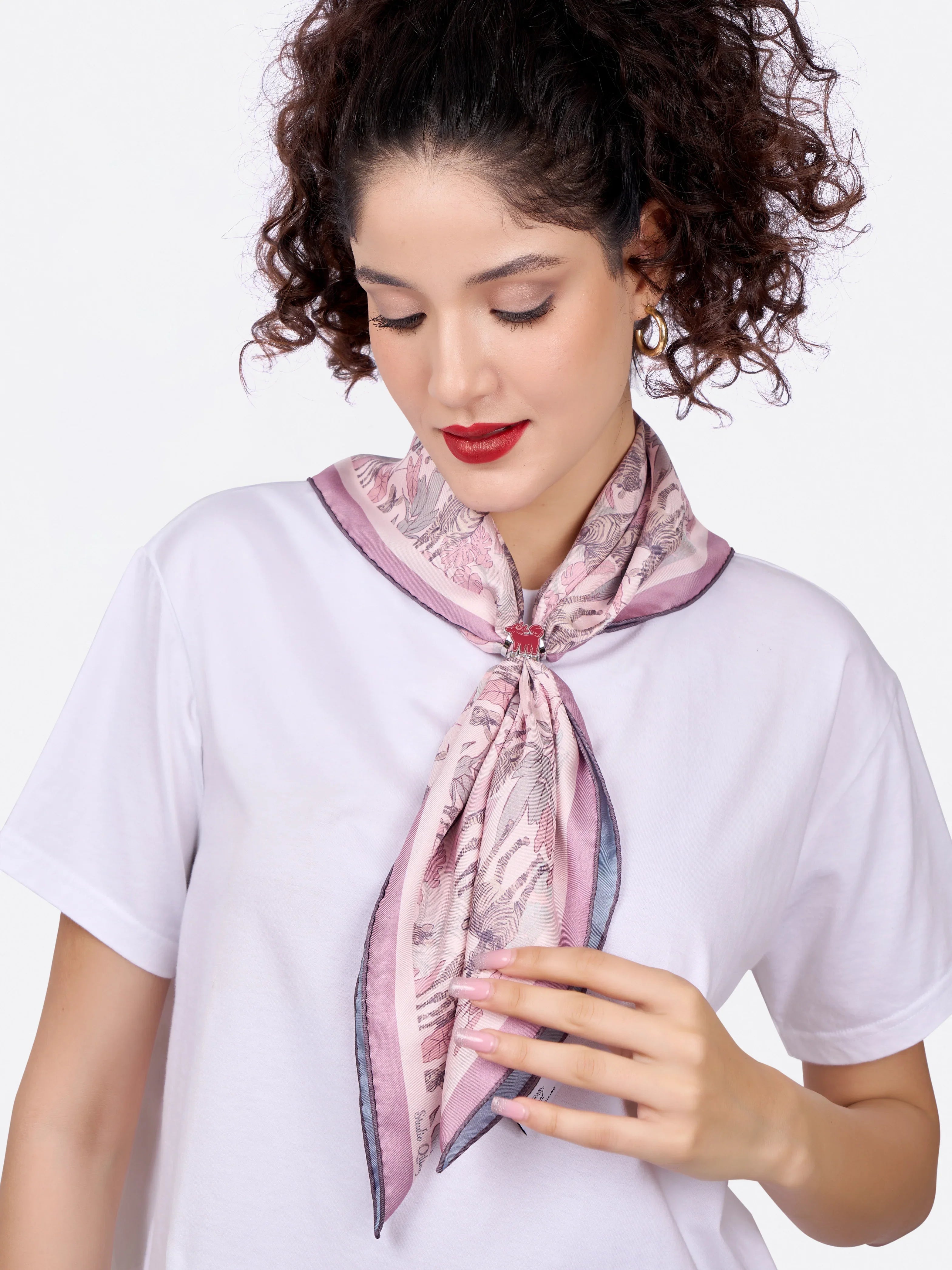 STUDIO QILING | Zebra Lilac Spring Double Side Silk Scarf 65