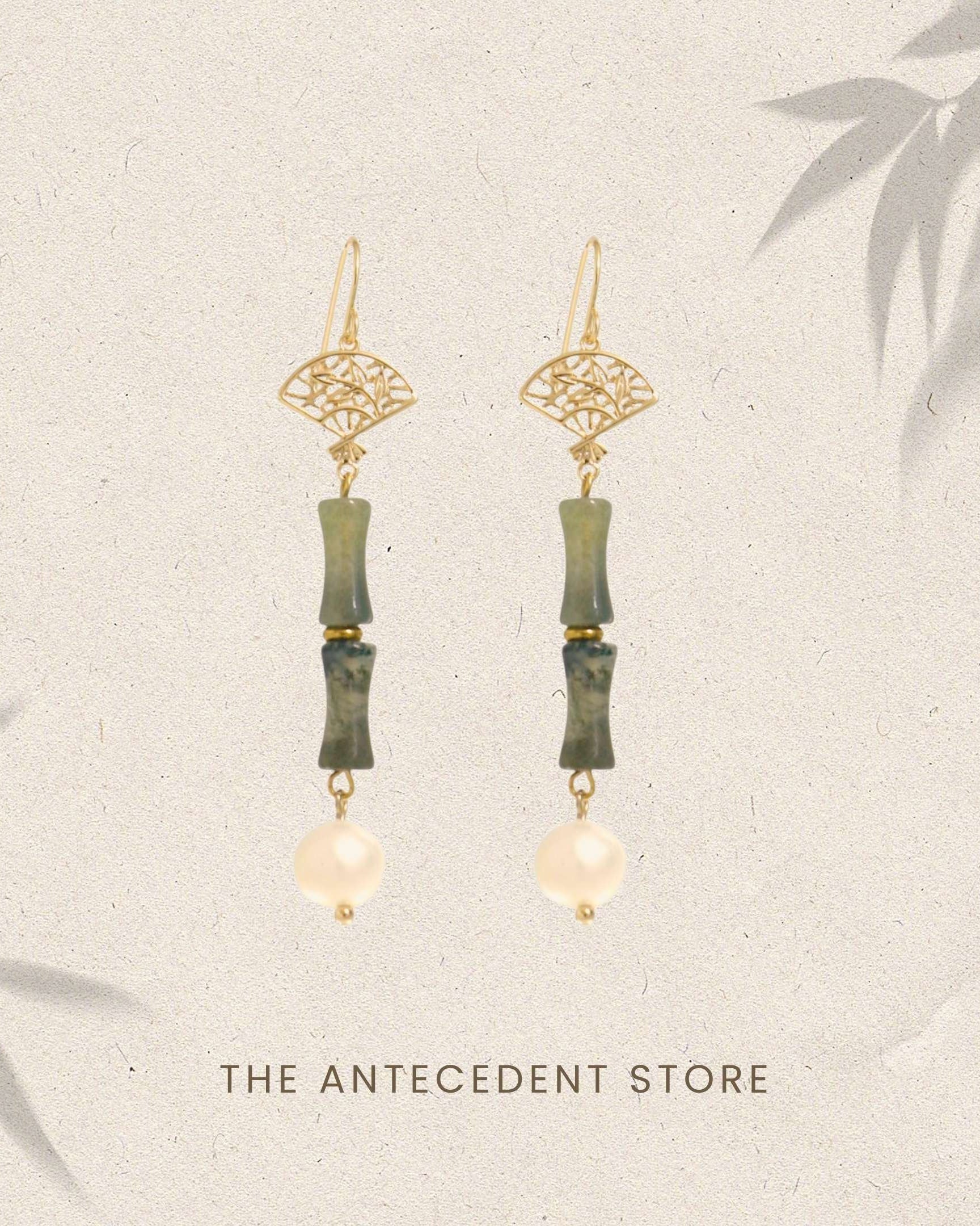 THE ANTECEDANT STORE | Bamboo Jade Fan Earrings