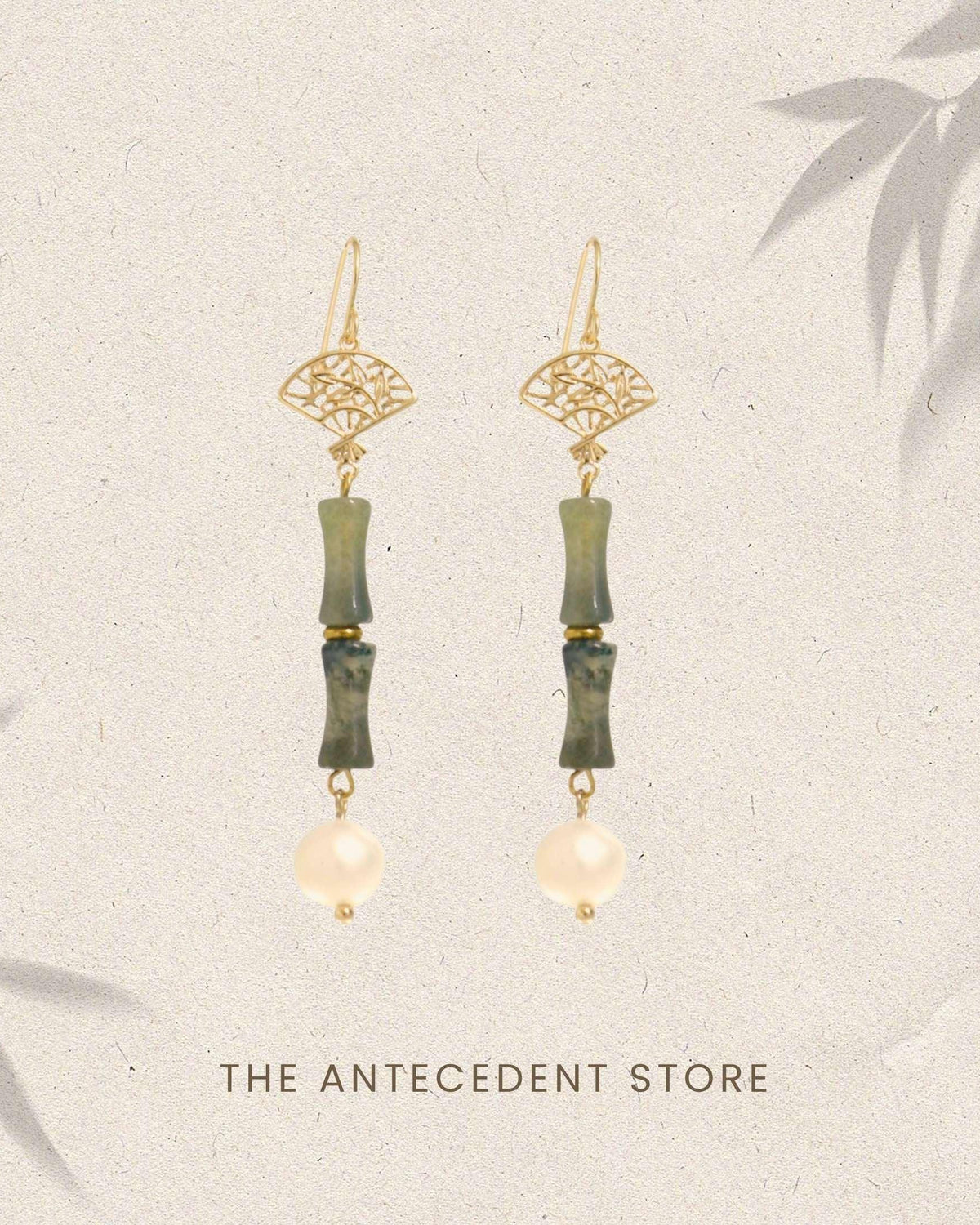 THE ANTECEDANT STORE | Bamboo Jade Fan Earrings