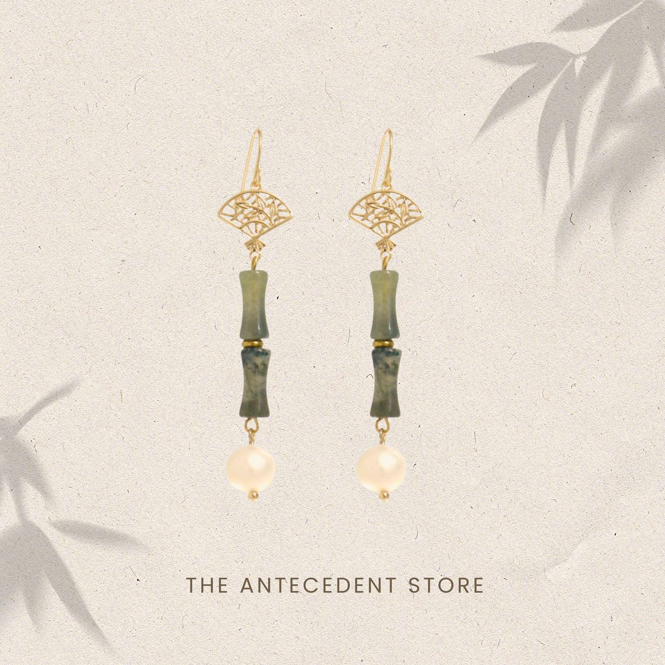 THE ANTECEDANT STORE | Bamboo Jade Fan Earrings