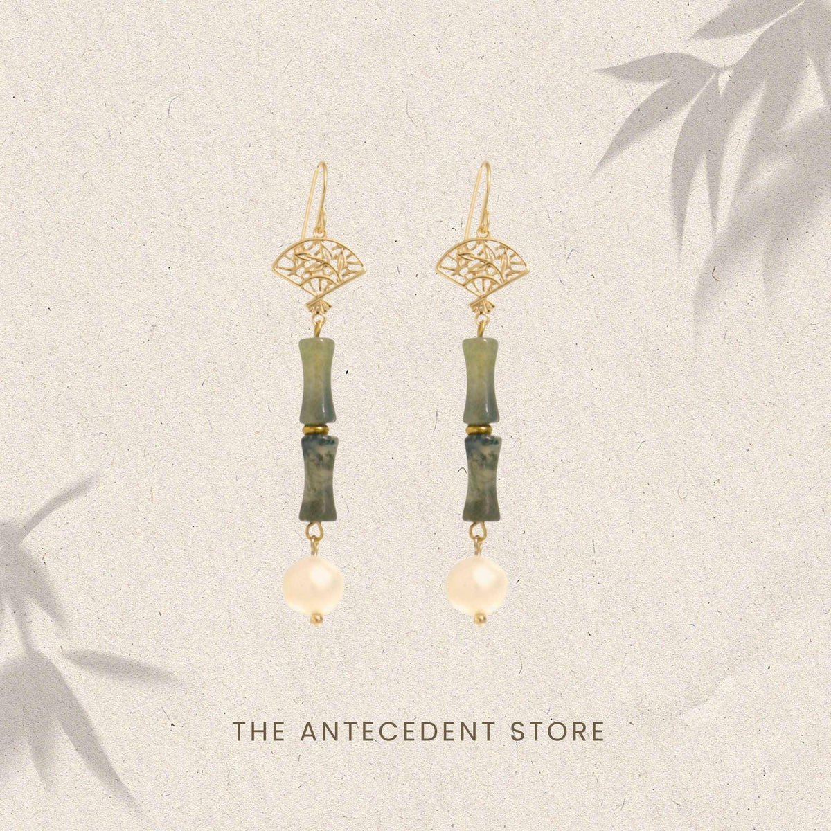 THE ANTECEDANT STORE | Bamboo Jade Fan Earrings