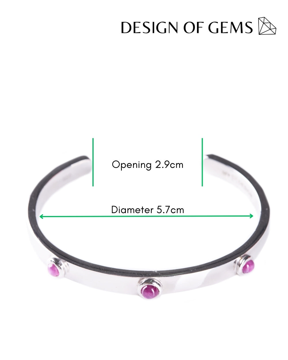 CREATIVE JEWELLERY STUDIO | Burmese Pinkish Ruby, Rhodium Plated Silver Cuff by Design of Gems