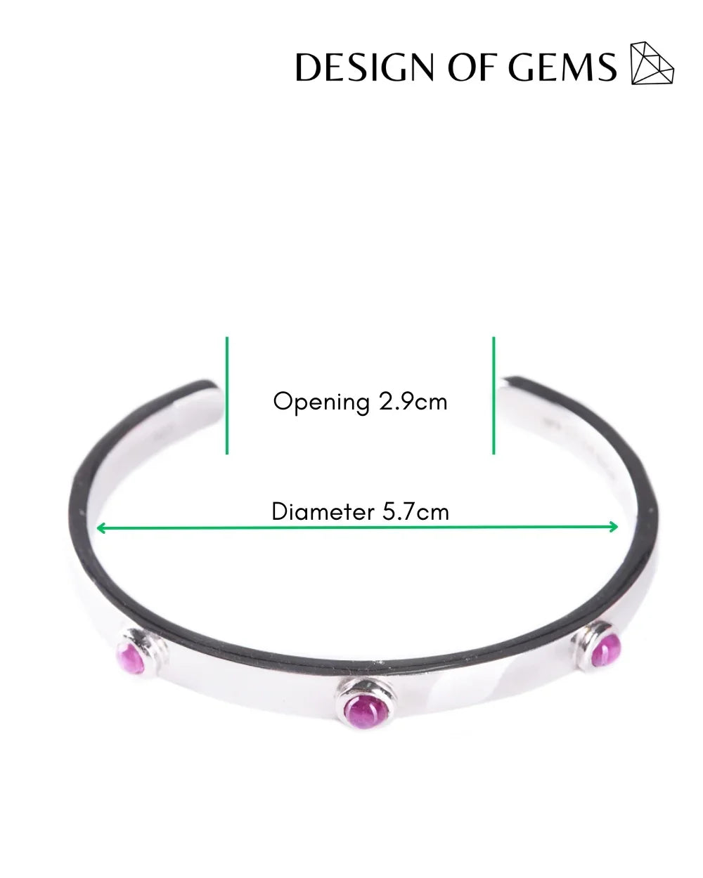 CREATIVE JEWELLERY STUDIO | Burmese Pinkish Ruby, Rhodium Plated Silver Cuff by Design of Gems
