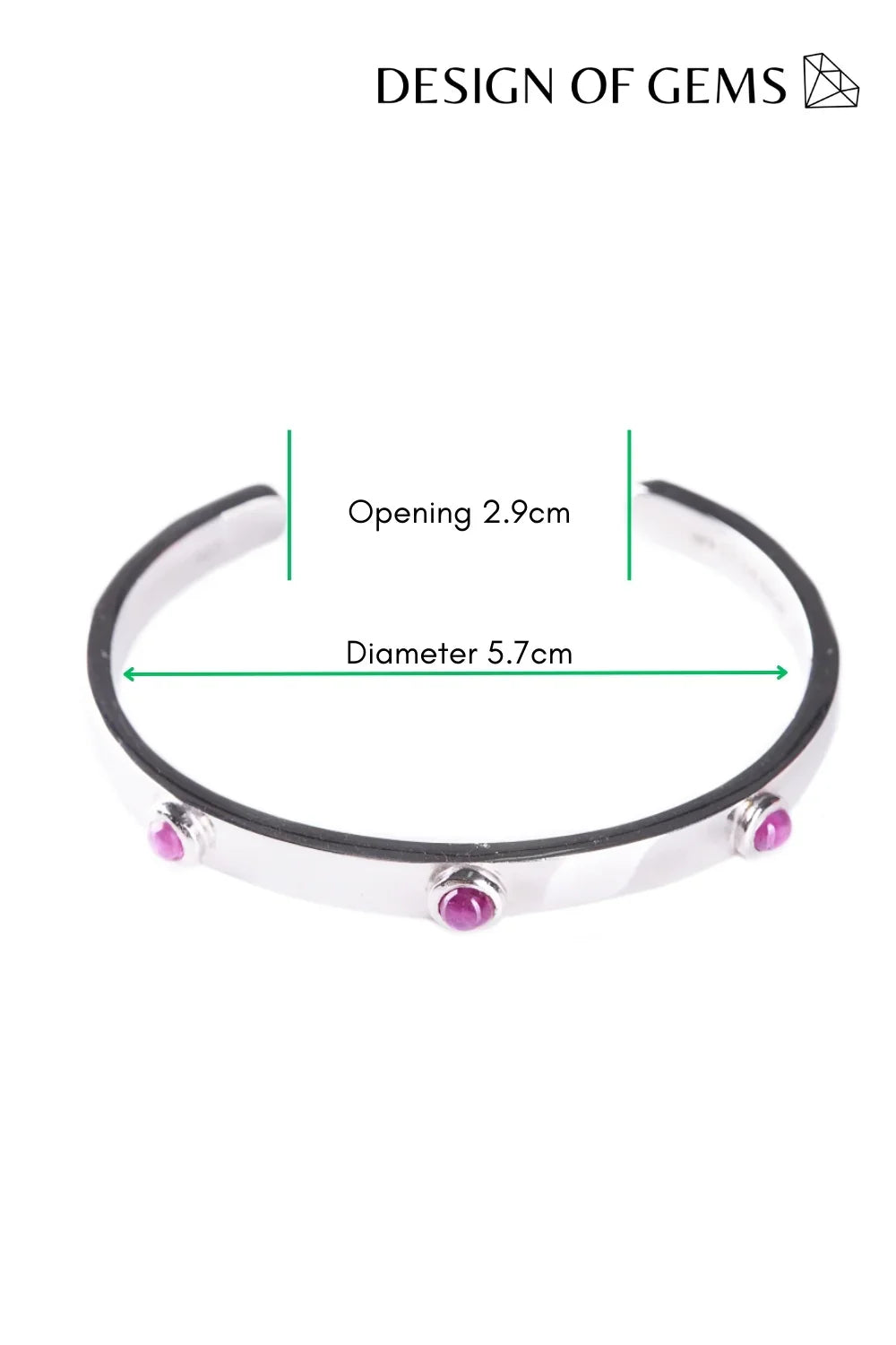 CREATIVE JEWELLERY STUDIO | Burmese Pinkish Ruby, Rhodium Plated Silver Cuff by Design of Gems