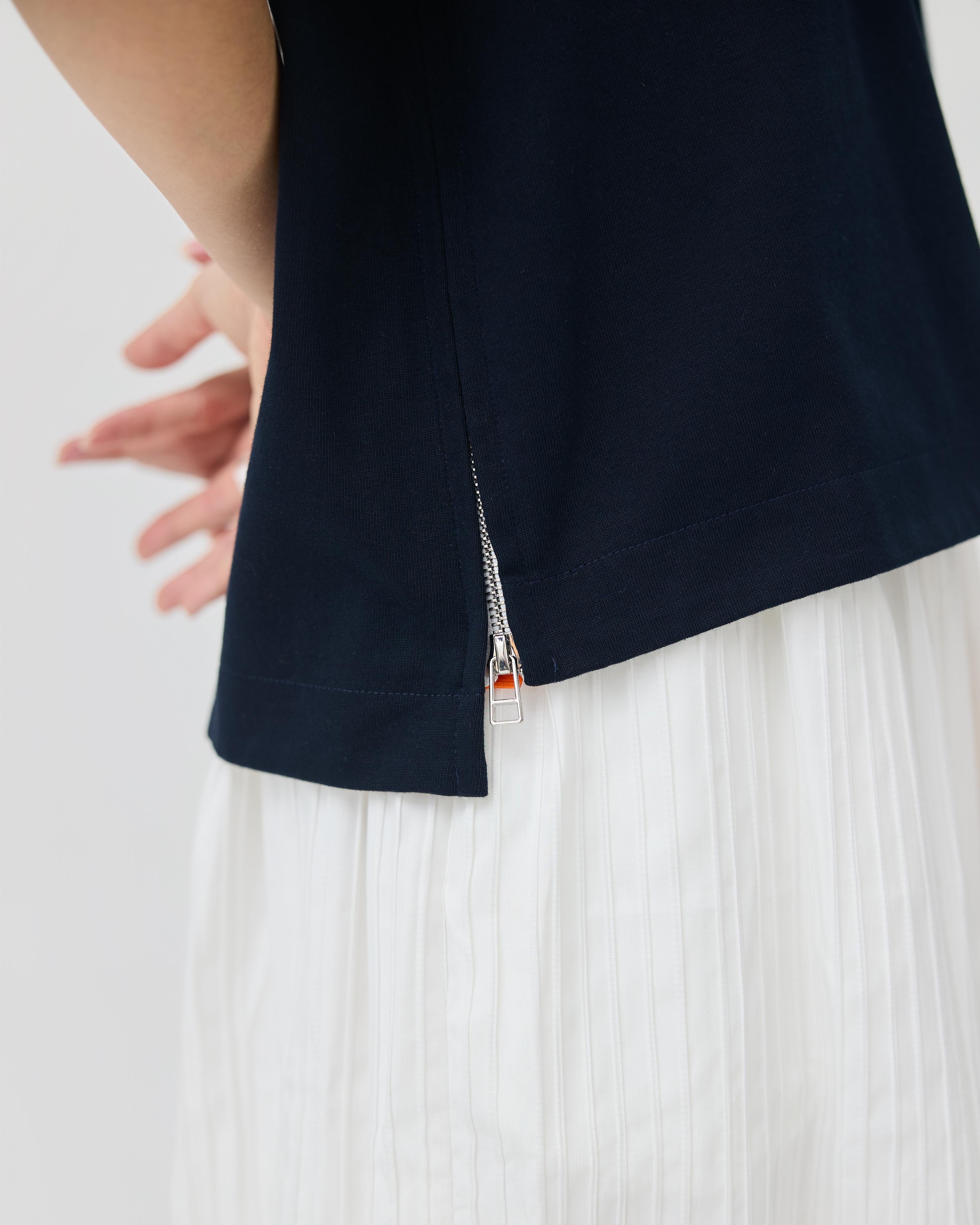 3EIGHTH | Sokko Zip Tee In Navy